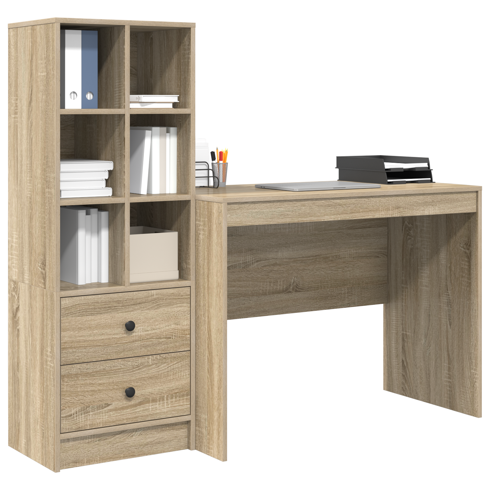 Bureau avec rangement en chêne de Sonoma en bois d'ingénierie