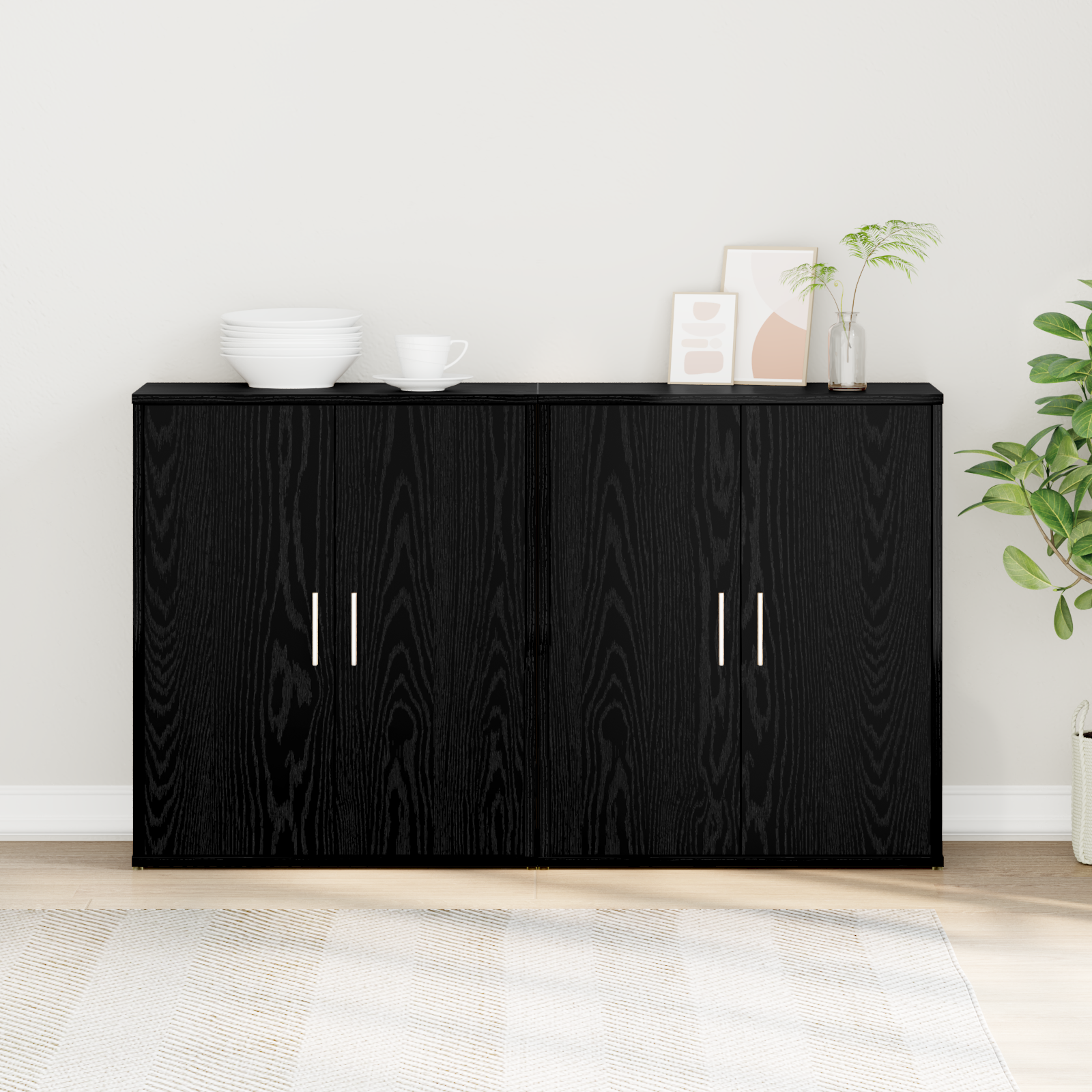 Haut Armoire 2 pcs Chêne noir 60 x 31 x 70 cm Bois d'ingénierie