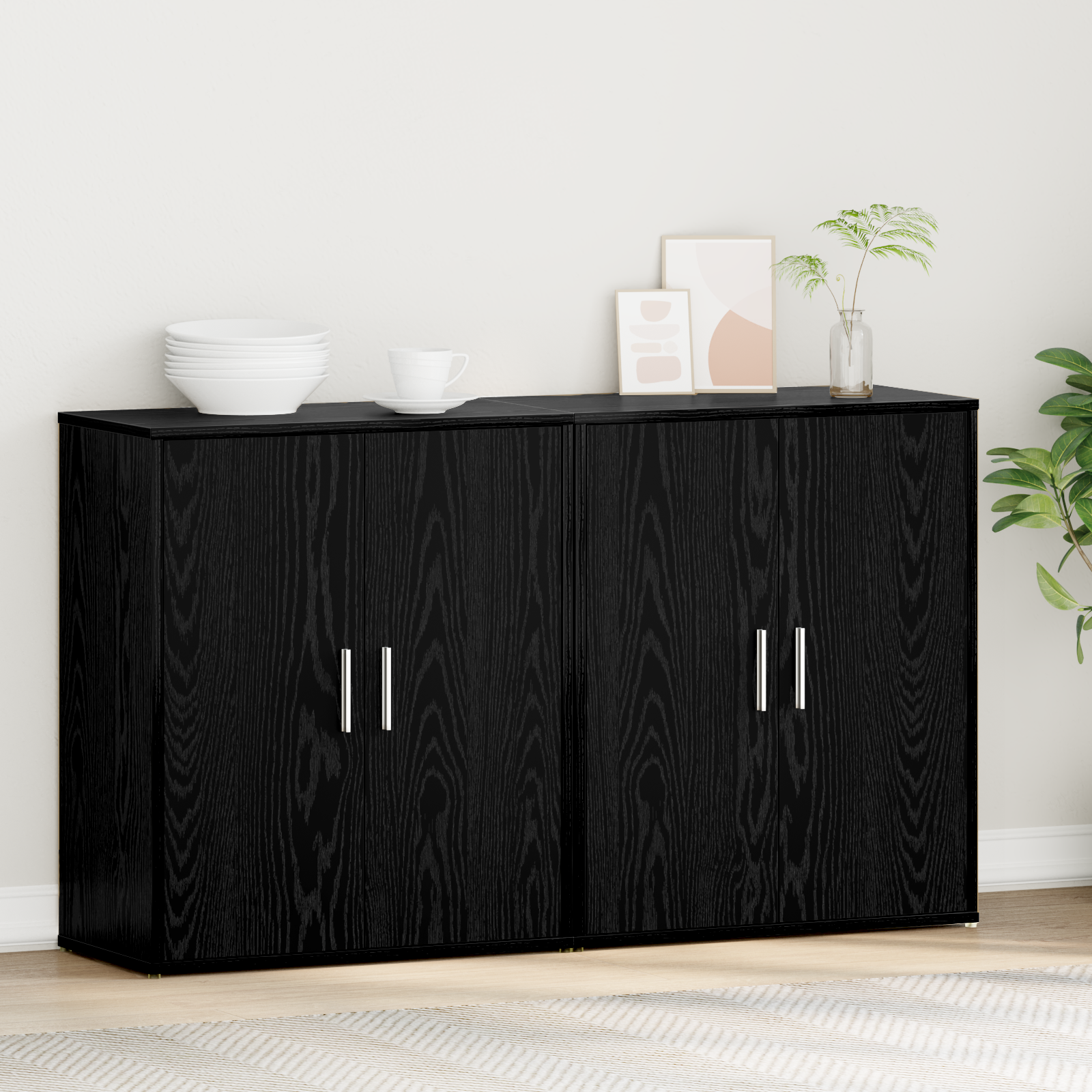Haut Armoire 2 pcs Chêne noir 60 x 31 x 70 cm Bois d'ingénierie