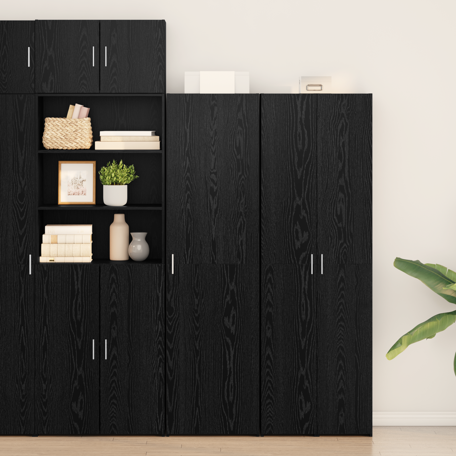 Buffet en chêne noir 50x42.5x185 cm en bois reconstitué