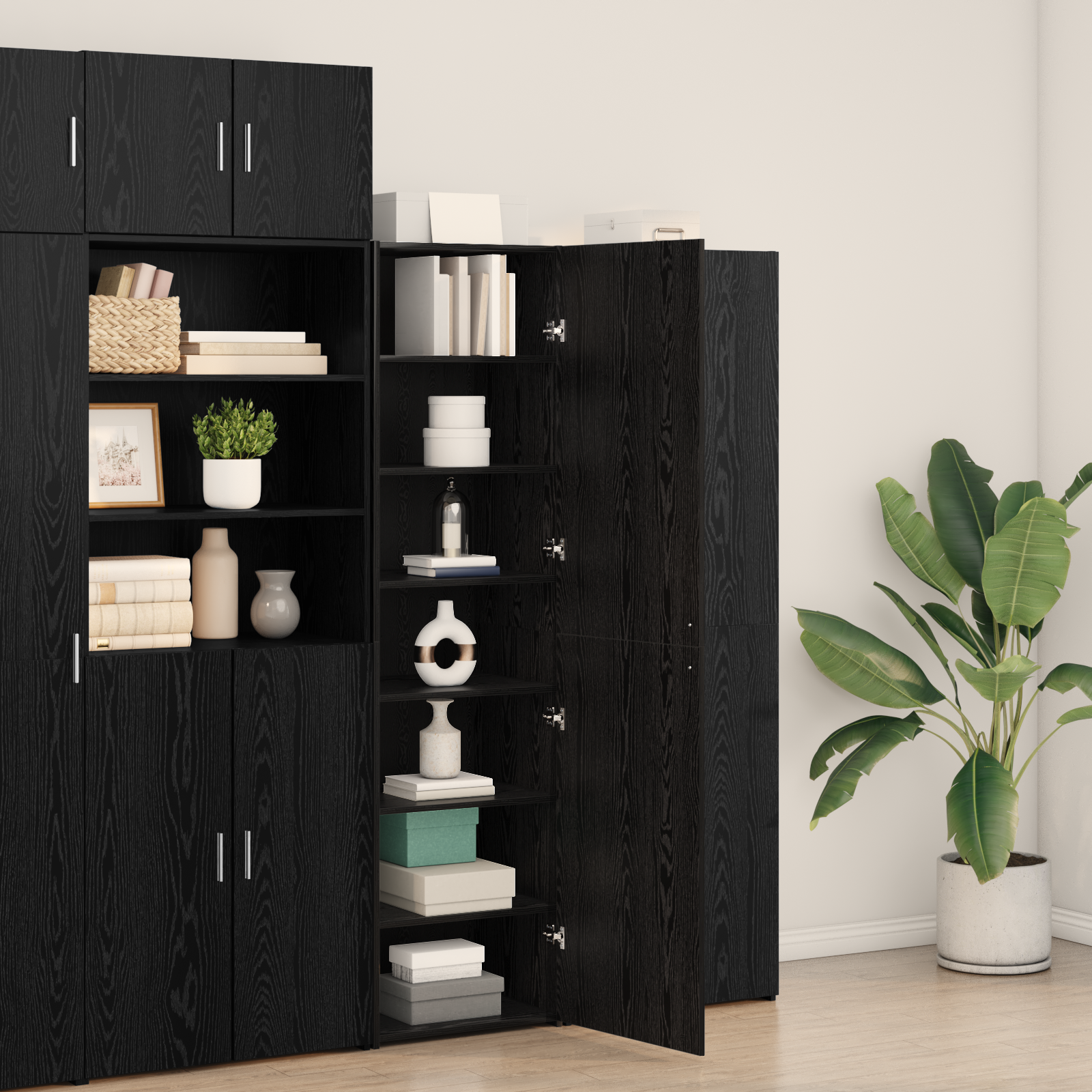 Buffet en chêne noir 50x42.5x185 cm en bois reconstitué