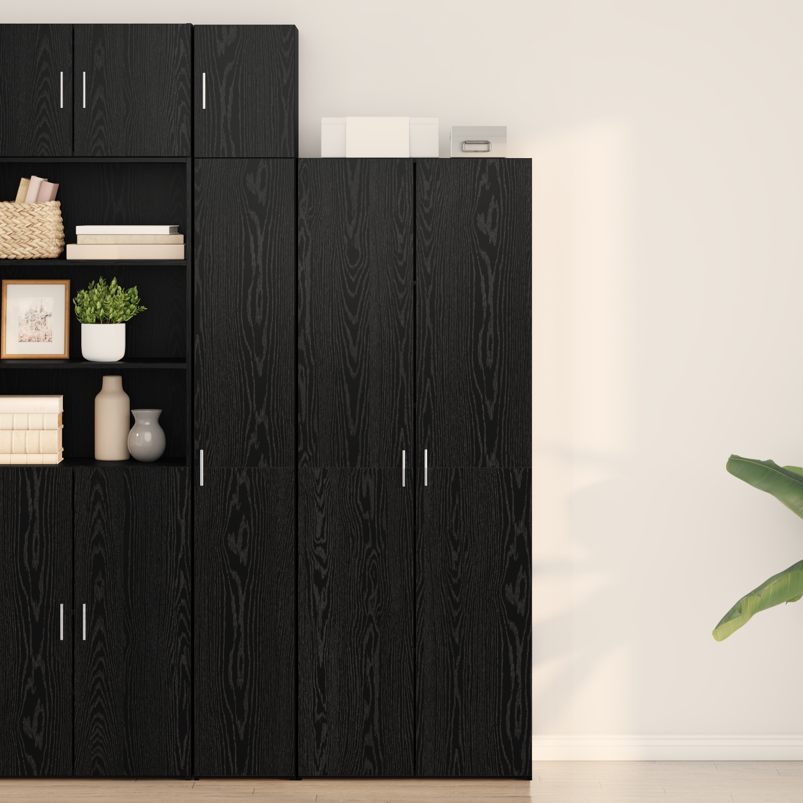 Highboard Chêne Noir 70x42.5x185 cm Bois d'ingénierie