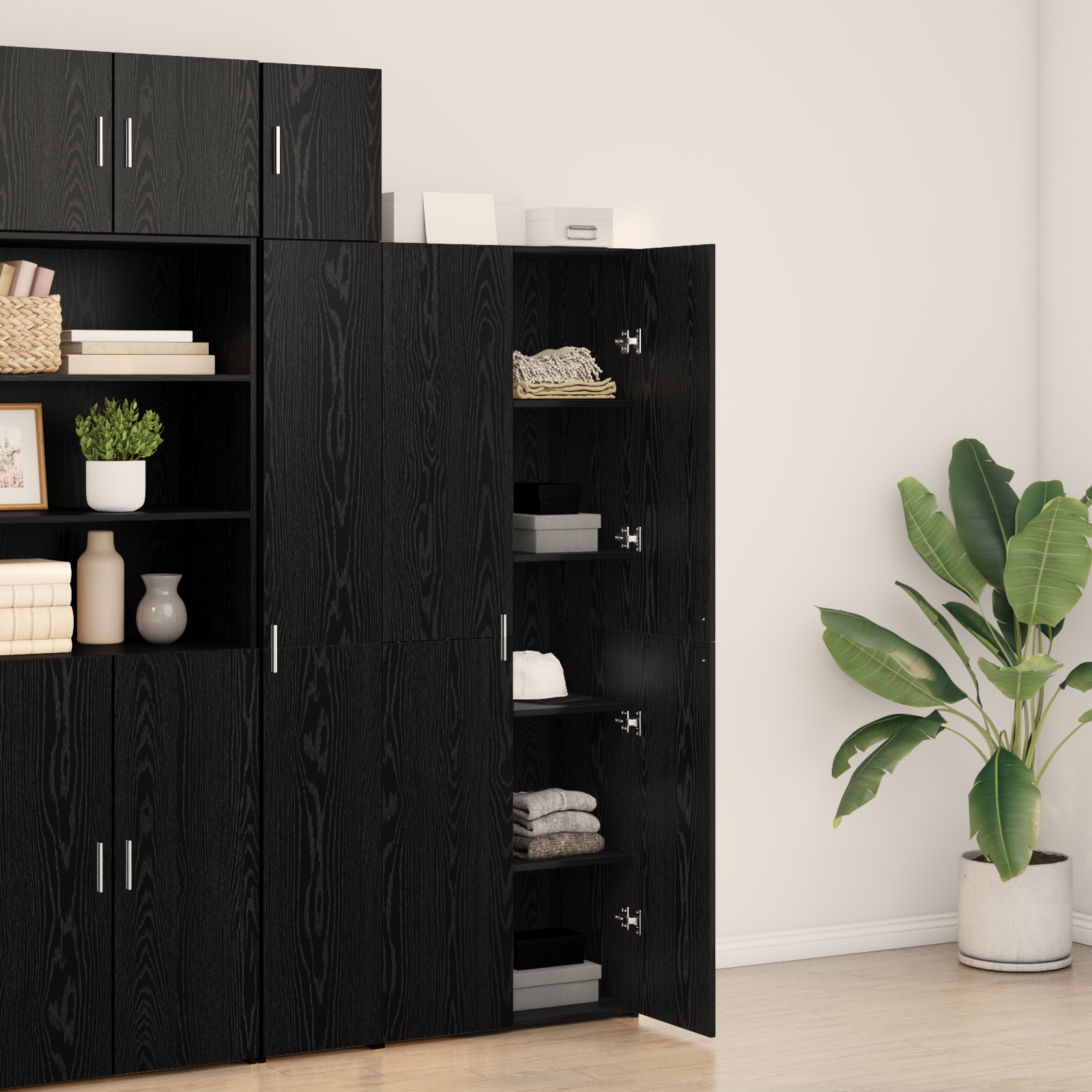 Highboard Chêne Noir 70x42.5x185 cm Bois d'ingénierie