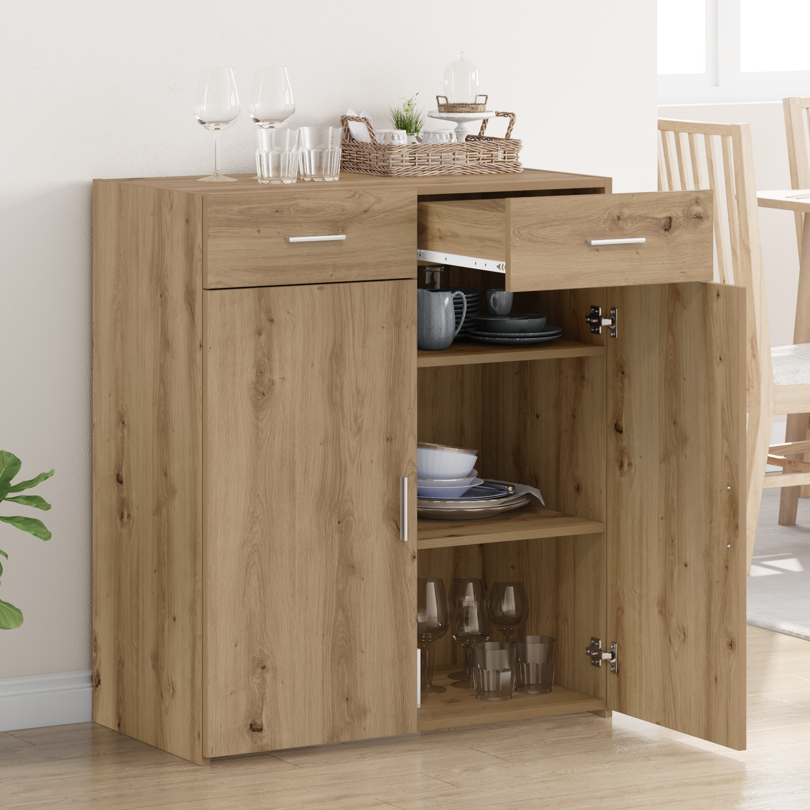 Meuble de rangement Chêne 80x42,5x93,5 cm Bois d'ingénierie