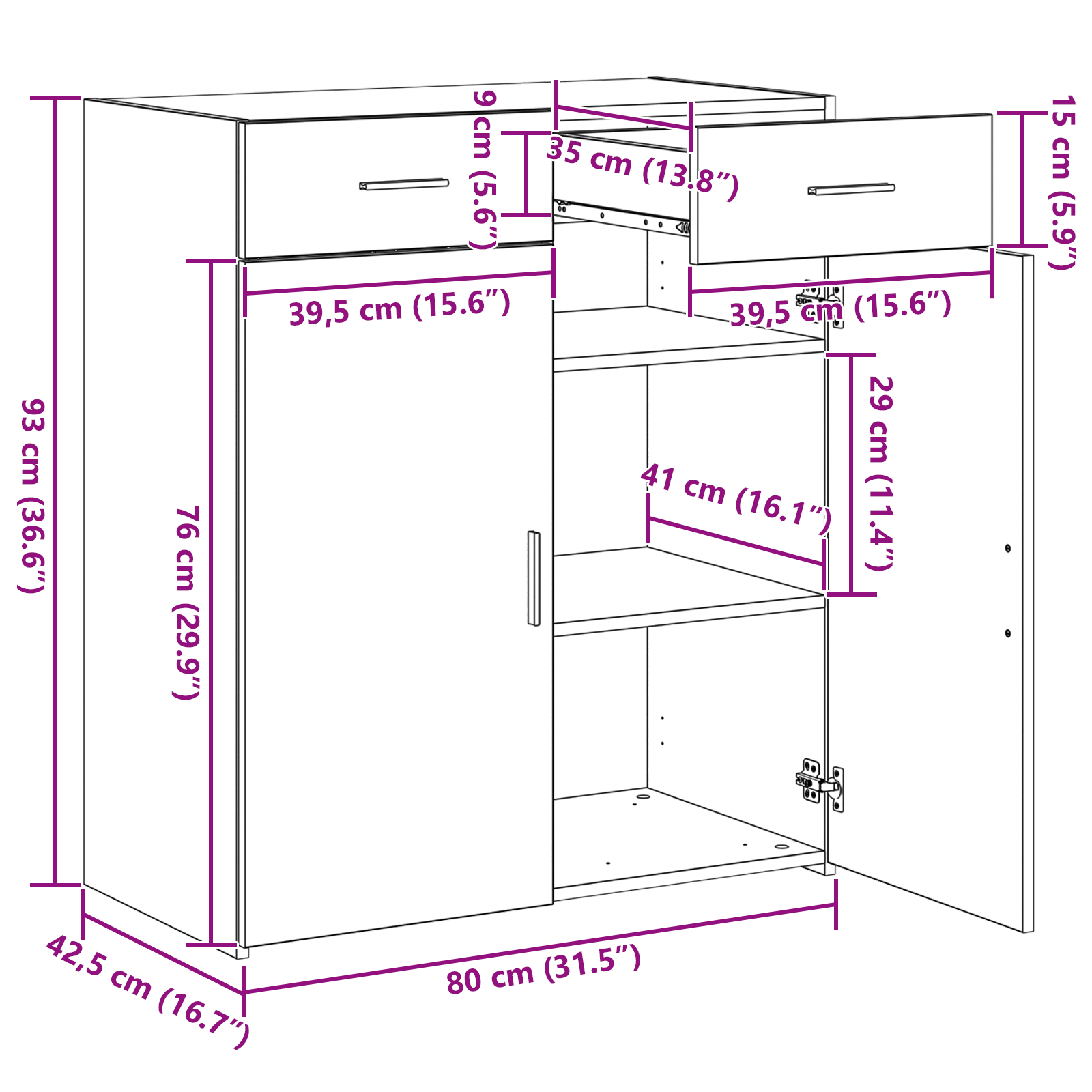 Meuble de rangement Chêne 80x42,5x93,5 cm Bois d'ingénierie