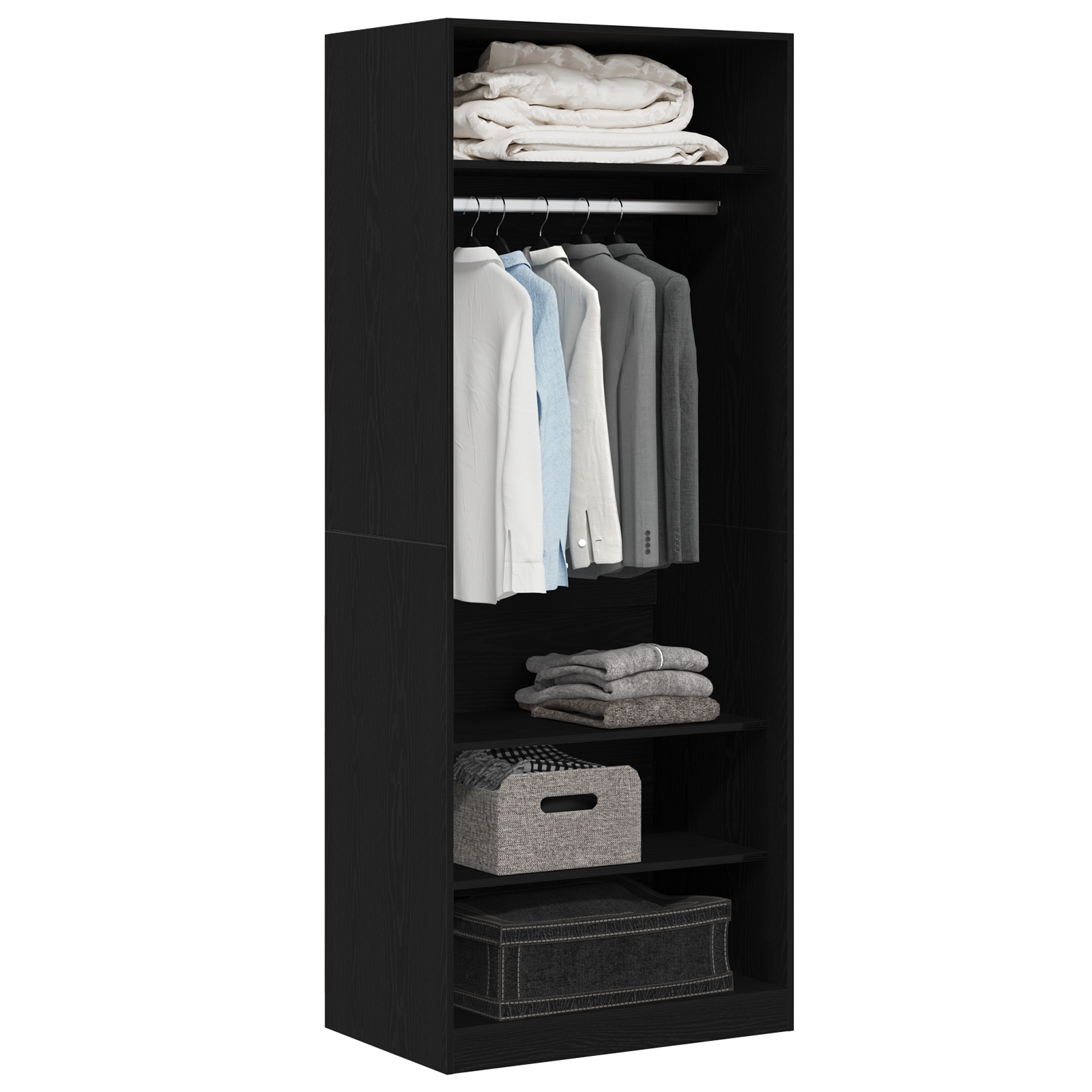 Armoire en chêne noir 80 x 50 x 200 cm - Bois d'ingénierie.