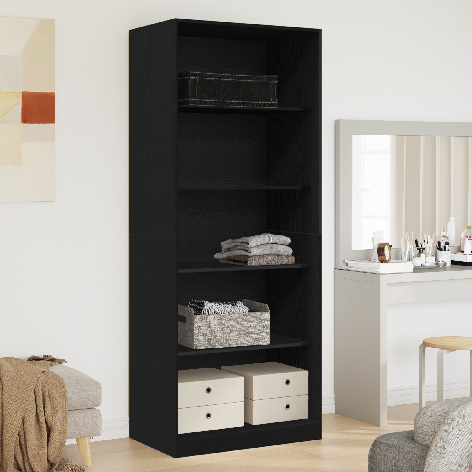 Armoire Chêne Noir 80 x 50 x 200 cm - Bois Solide
