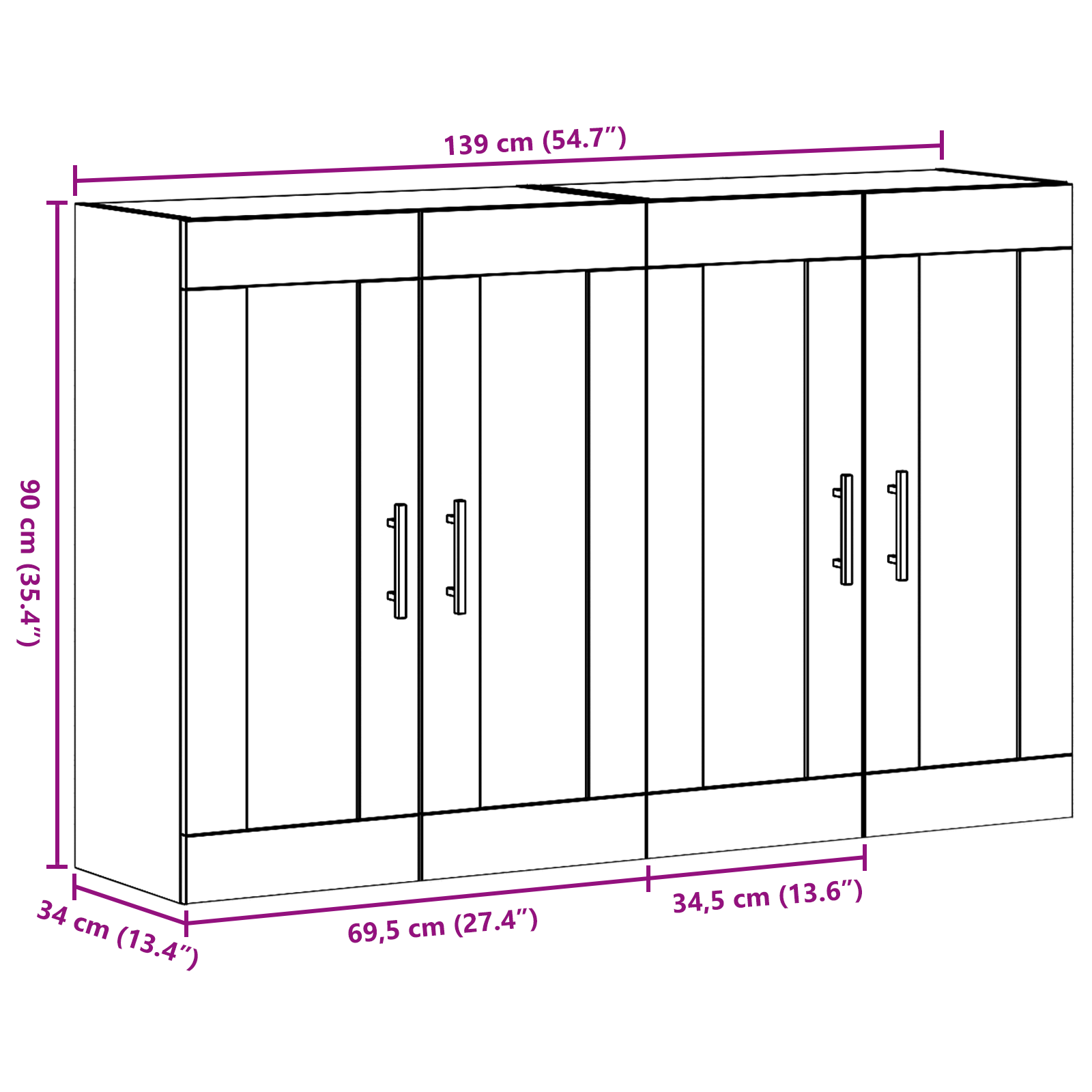 Set de meubles muraux 2 pcs Bois Ancien 69,5x34x90 cm