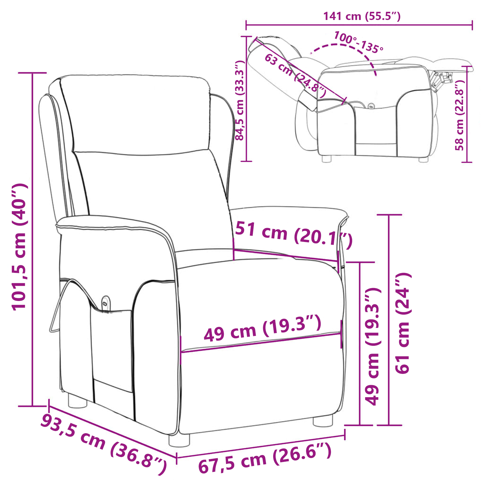 fauteuil de massage en tissu marron foncé