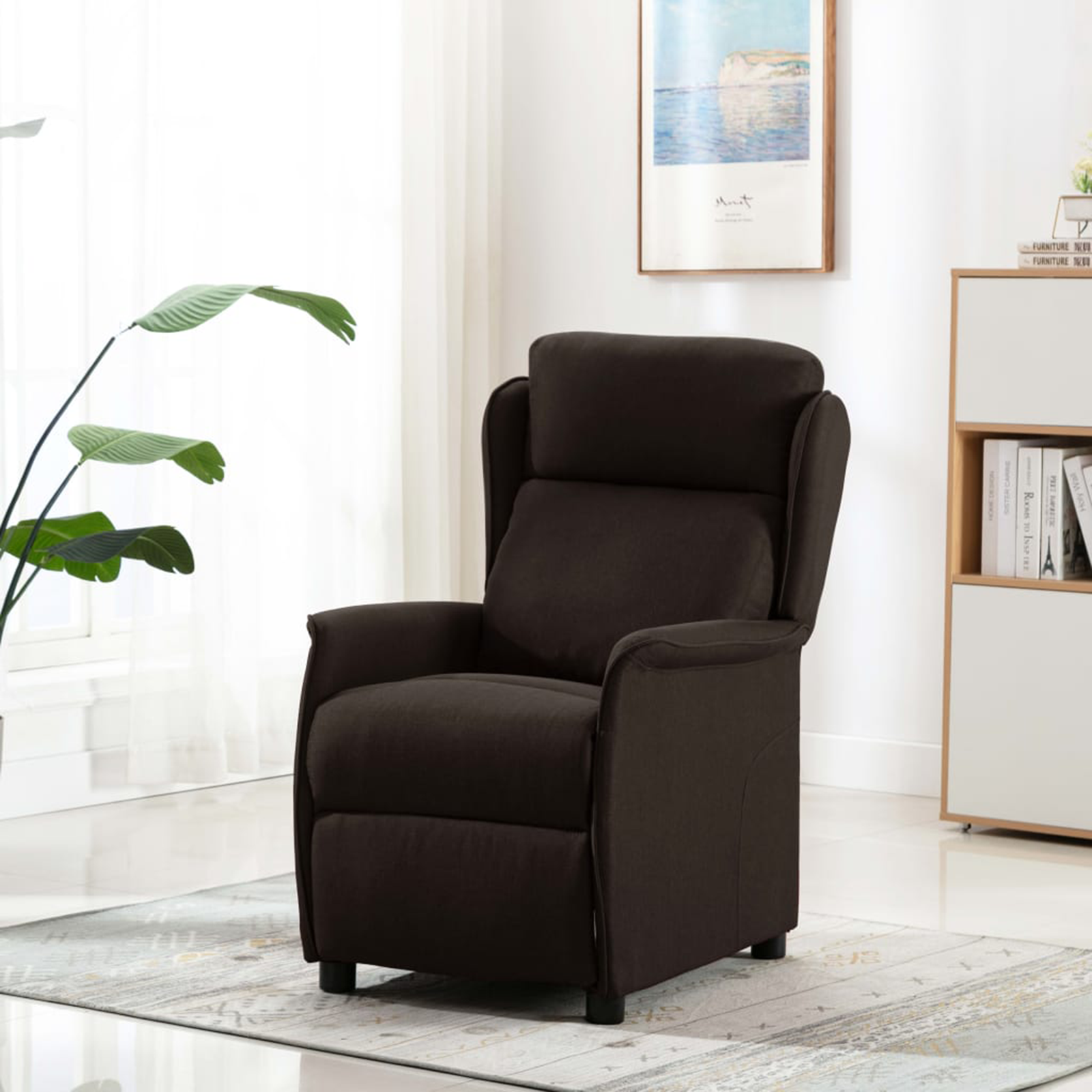 fauteuil de massage en tissu marron foncé