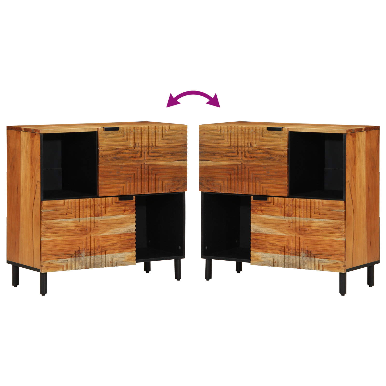 Buffet vidaXL 80x33x75 cm en bois massif d'acacia