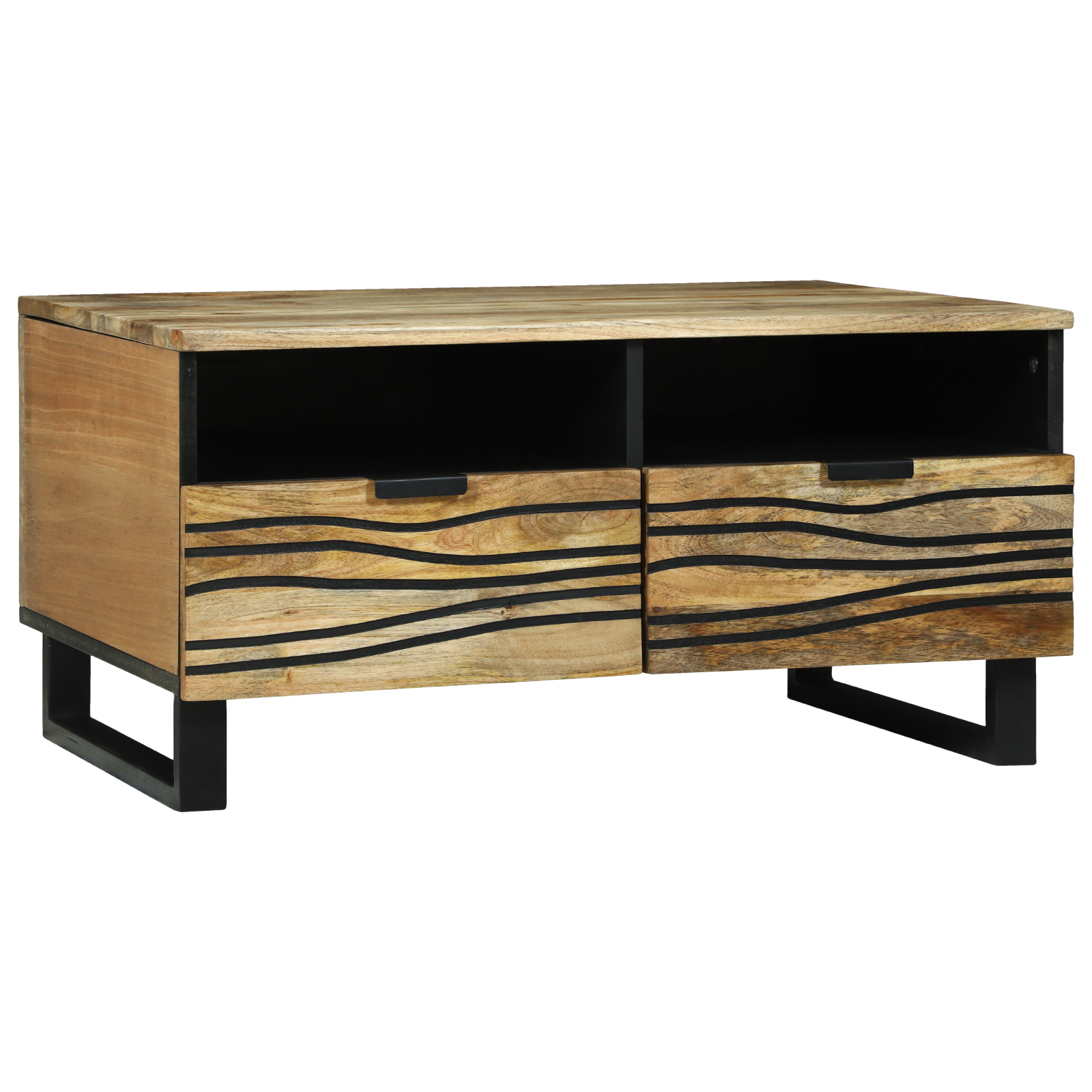 Table Basse - 80 x 54 x 40 cm - Bois de Mangue Solide