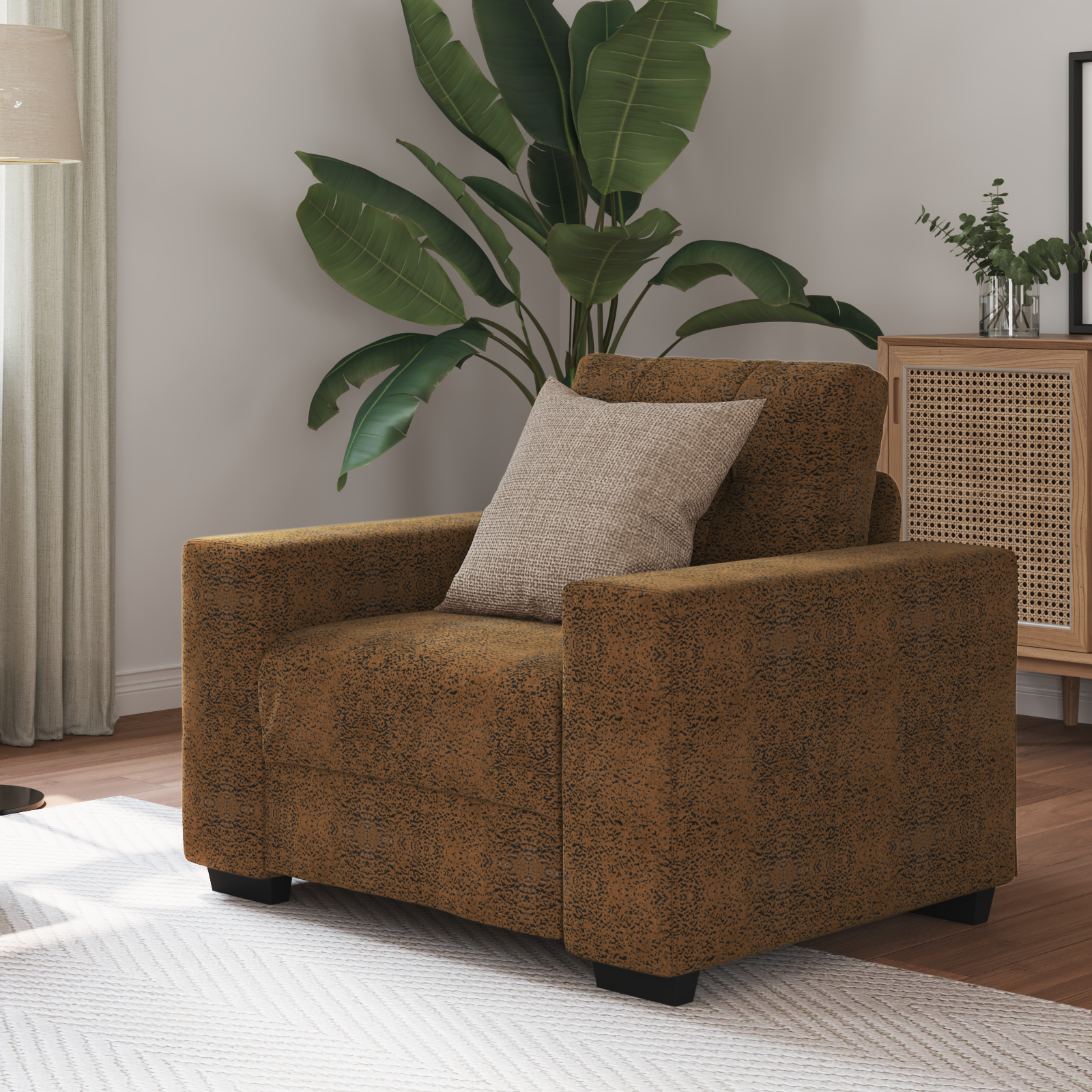 Fauteuil avec coussin Marron Faux cuir et bois - XIOS