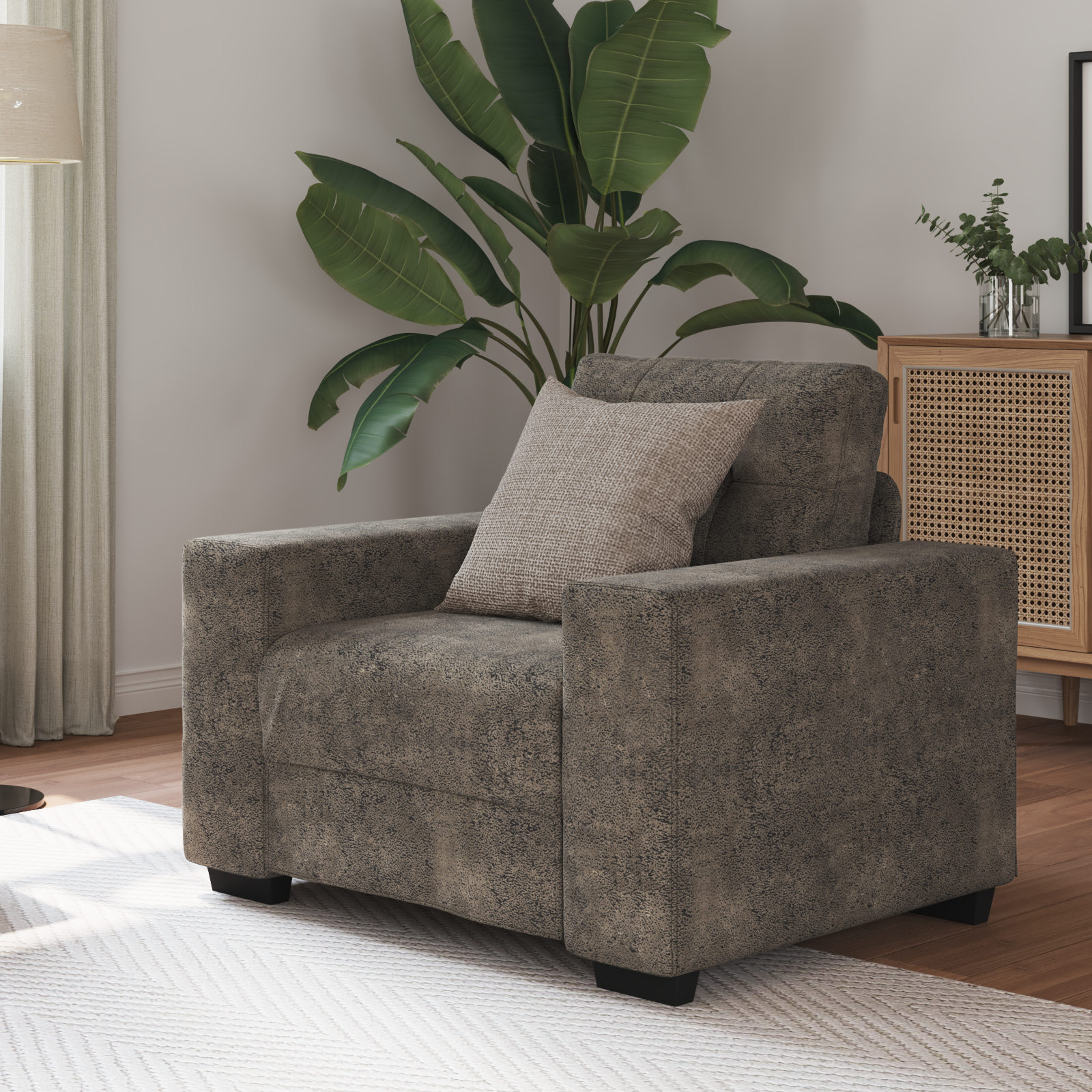 Fauteuil avec coussin Gris foncé Faux cuir - XIOS