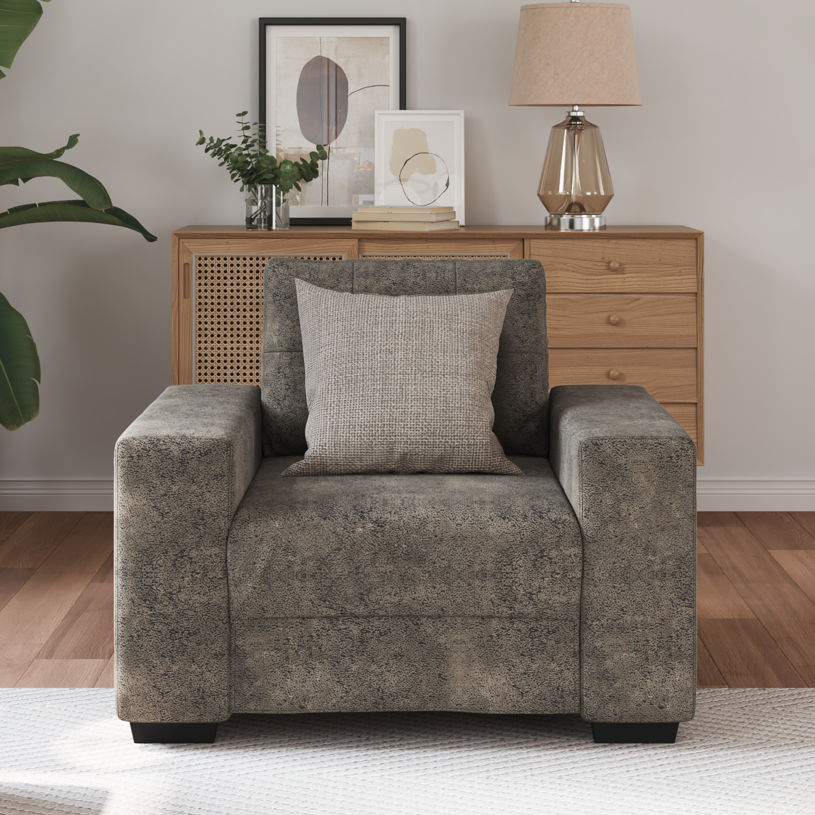Fauteuil avec coussin Gris foncé Faux cuir - XIOS