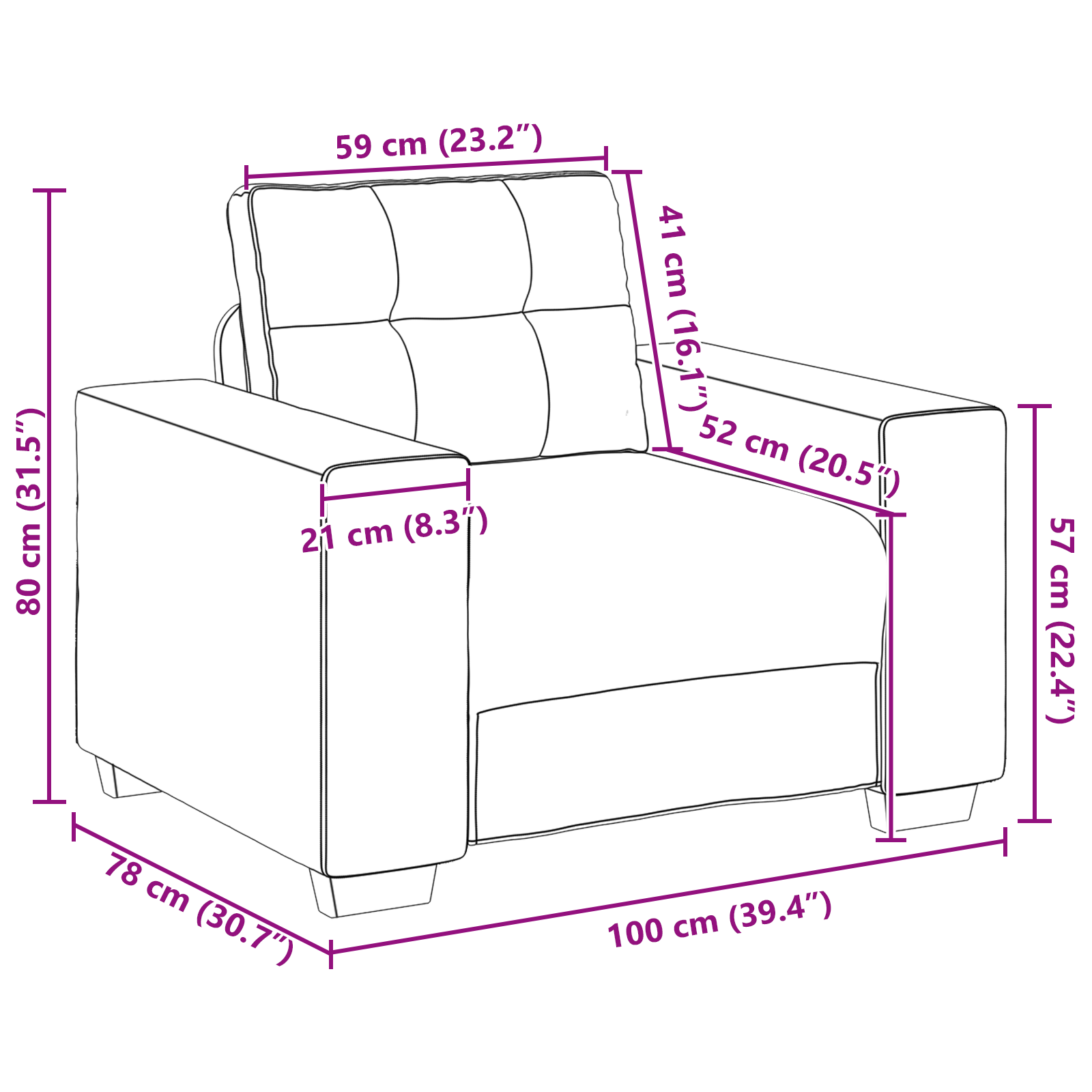 Fauteuil avec coussin Gris foncé Faux cuir - XIOS