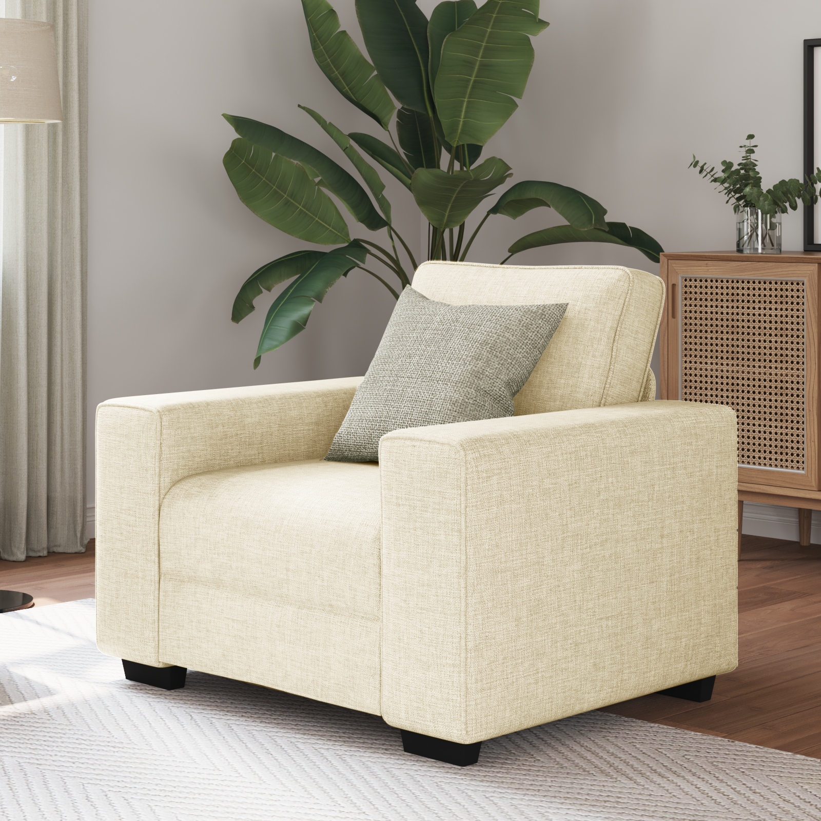 Canapé avec coussin avec oreiller Beige 100 x 77 x 82 cm Lin - XIOS