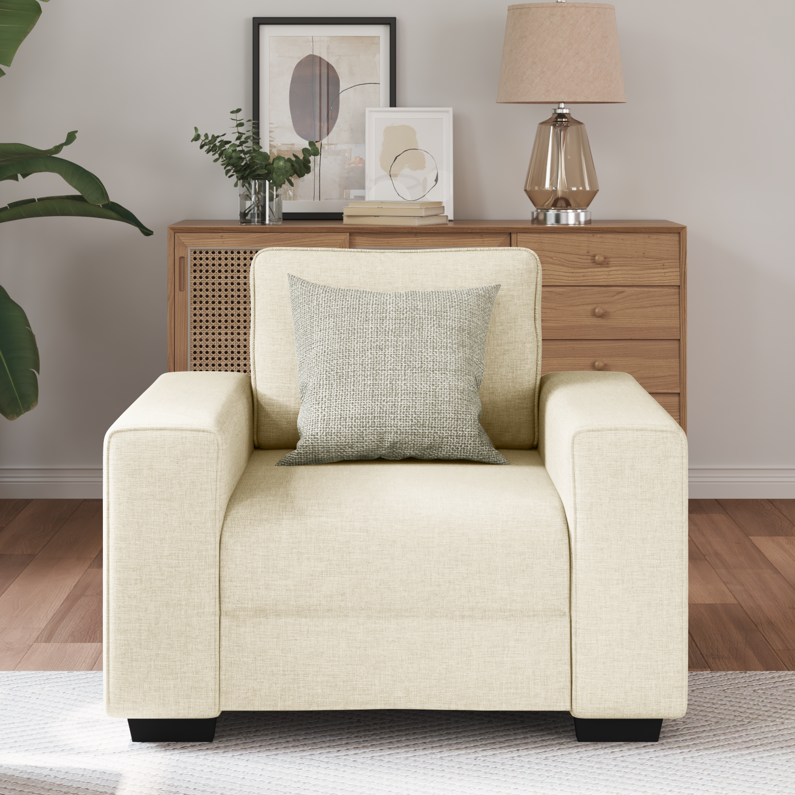 Canapé avec coussin avec oreiller Beige 100 x 77 x 82 cm Lin - XIOS