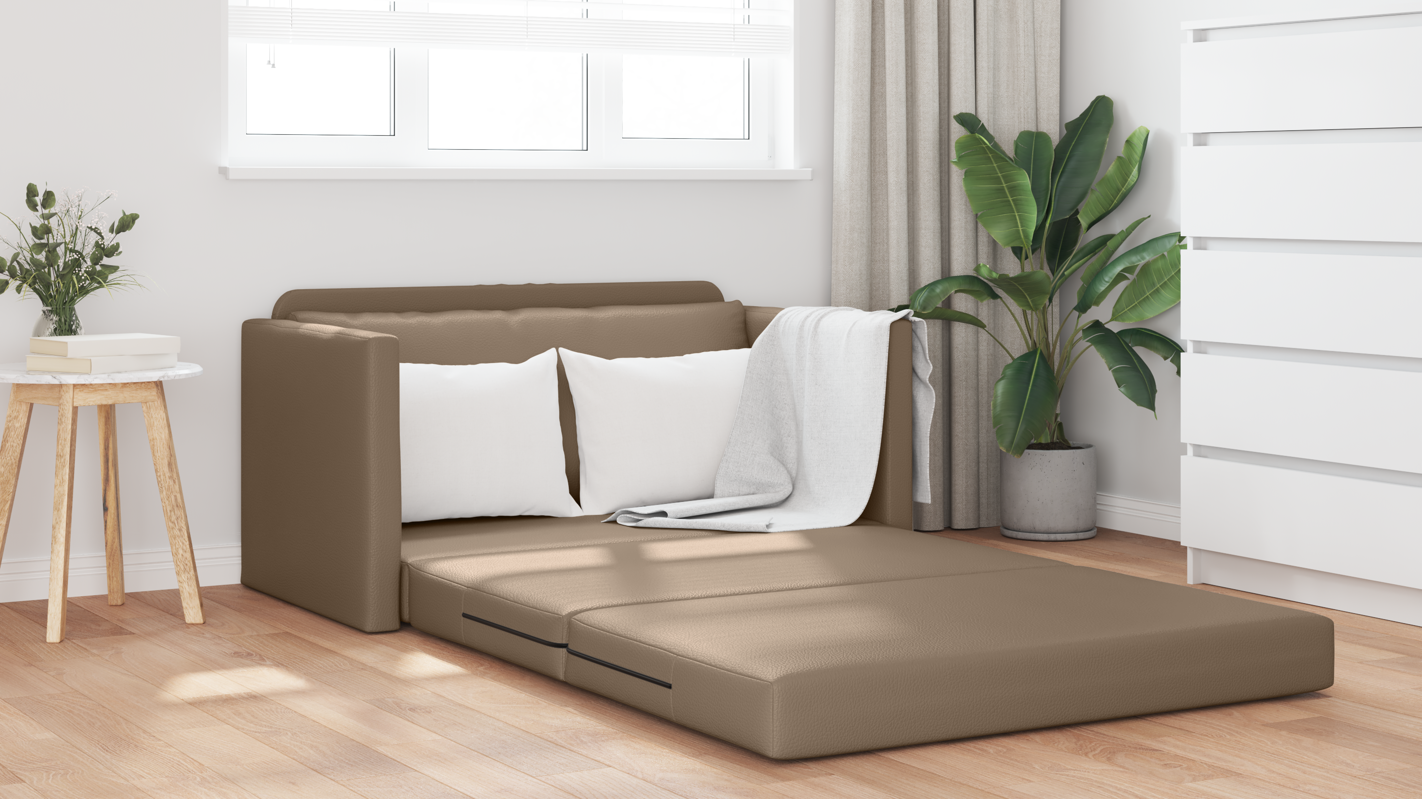 Canapé-Lit Cappuccino 124 x 71 x 78 cm Cuir artificiel - XIOS