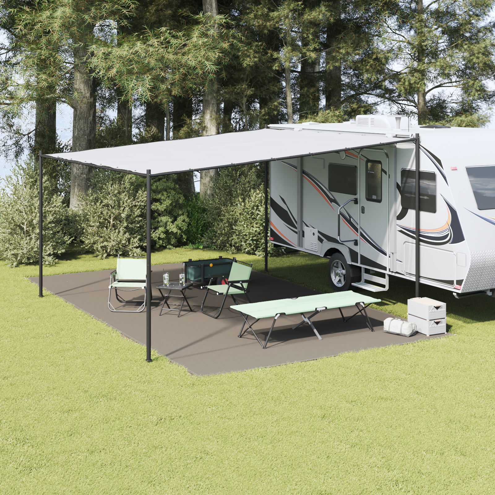 Bâche de Tente Gris clair Polyester 400 x 700 cm Durable Accessoires de tente vidaXL