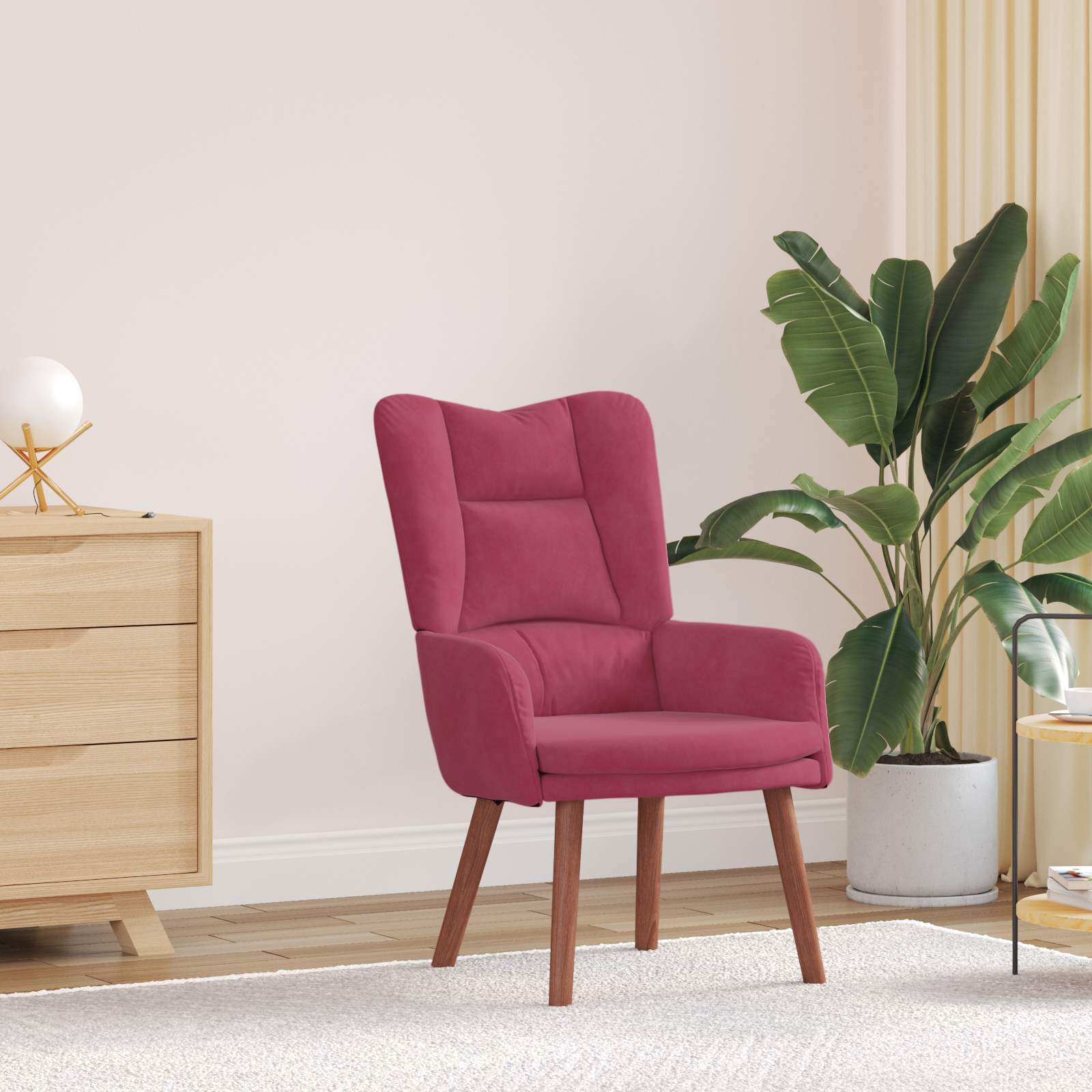 Fauteuil relaxant vidaXL en velours rouge vin