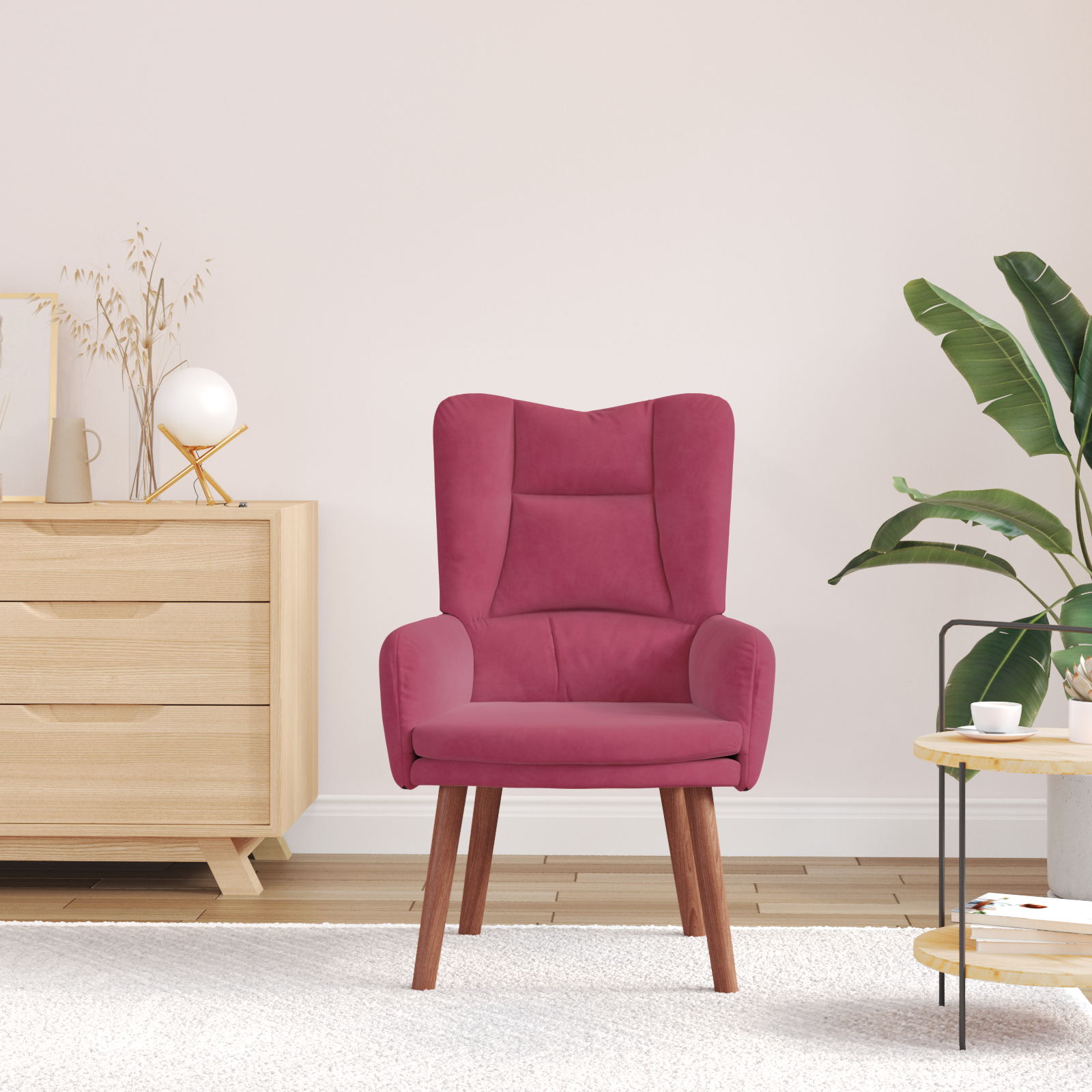 Fauteuil relaxant vidaXL en velours rouge vin