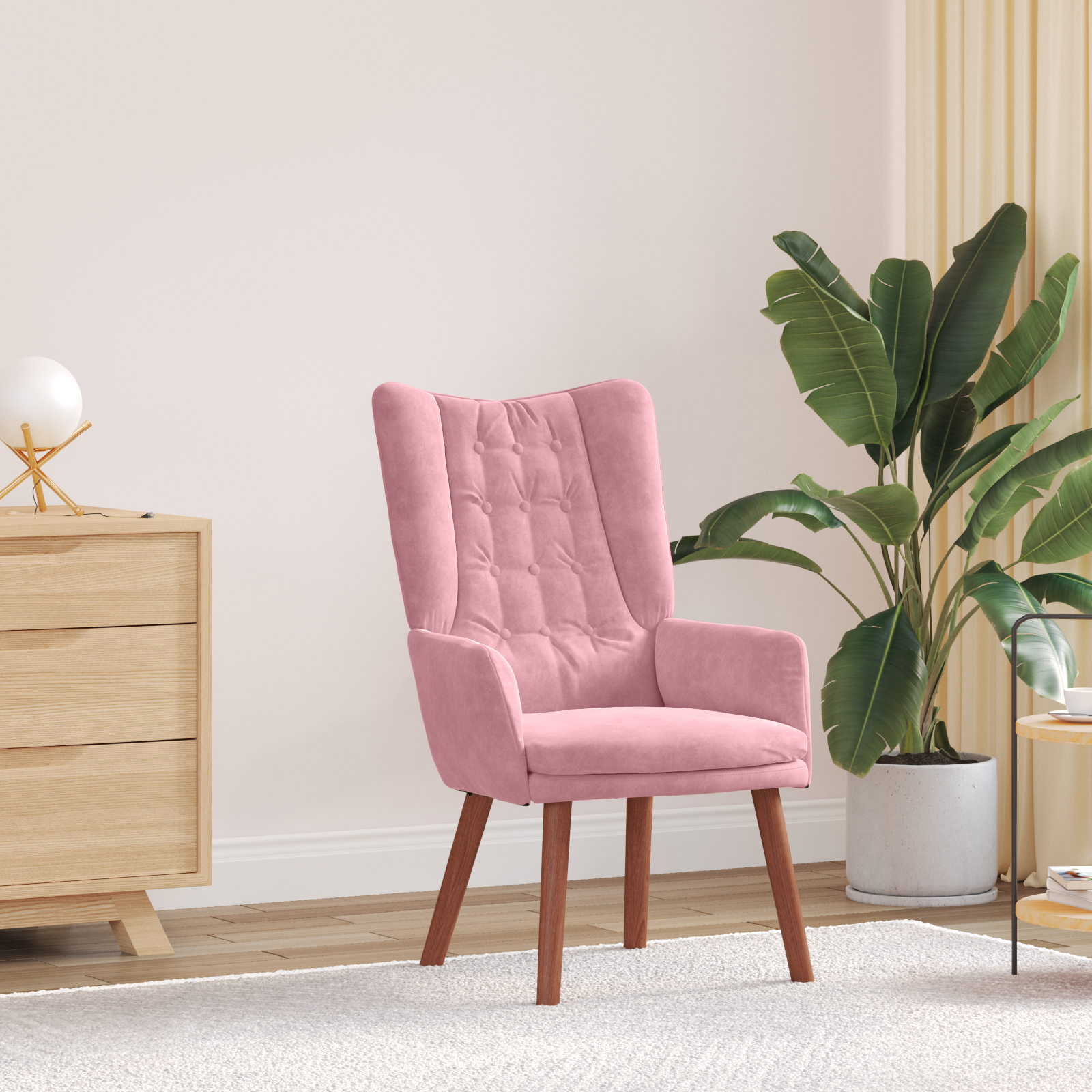 Fauteuil Relaxant en Velours Rose