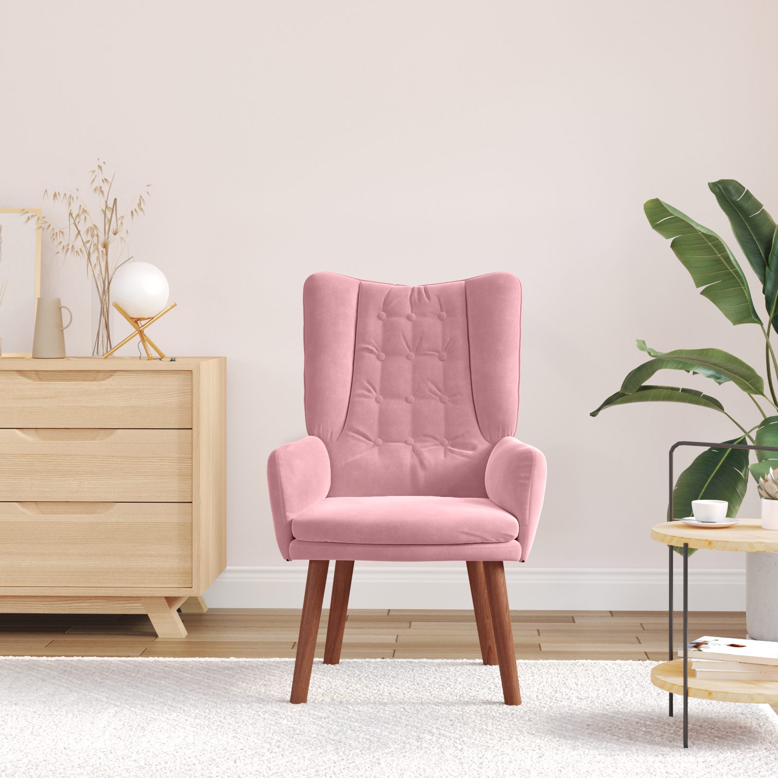 Fauteuil Relaxant en Velours Rose