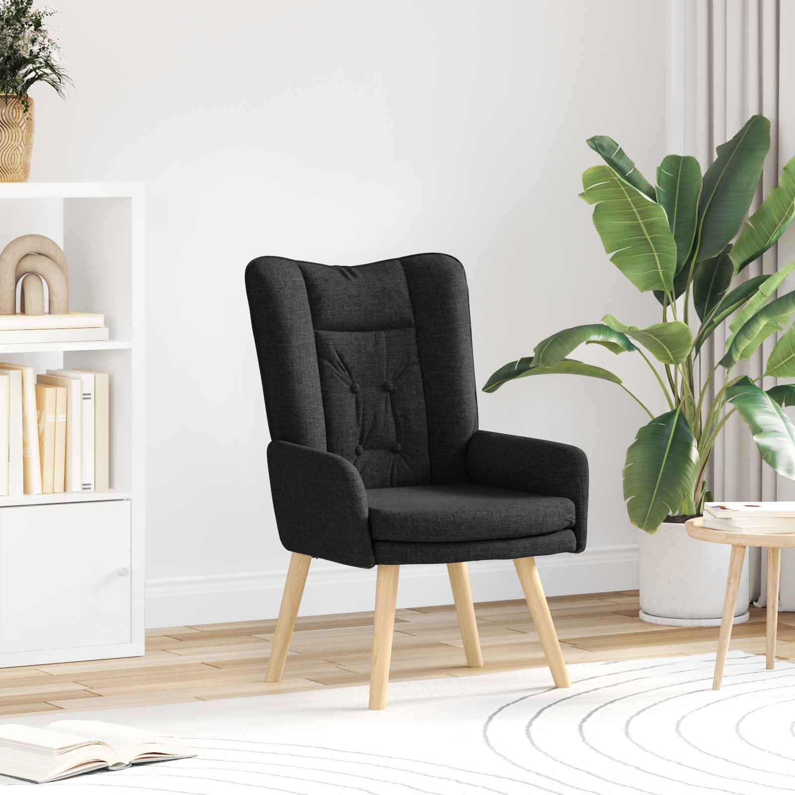 Chaise Relaxante vidaXL Tissu Noir