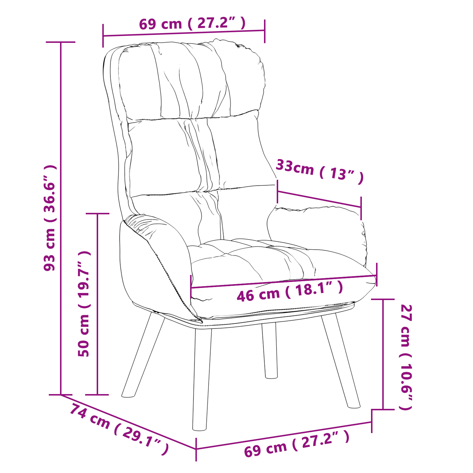 Fauteuil Relaxant vidaXL en Similicuir Gris