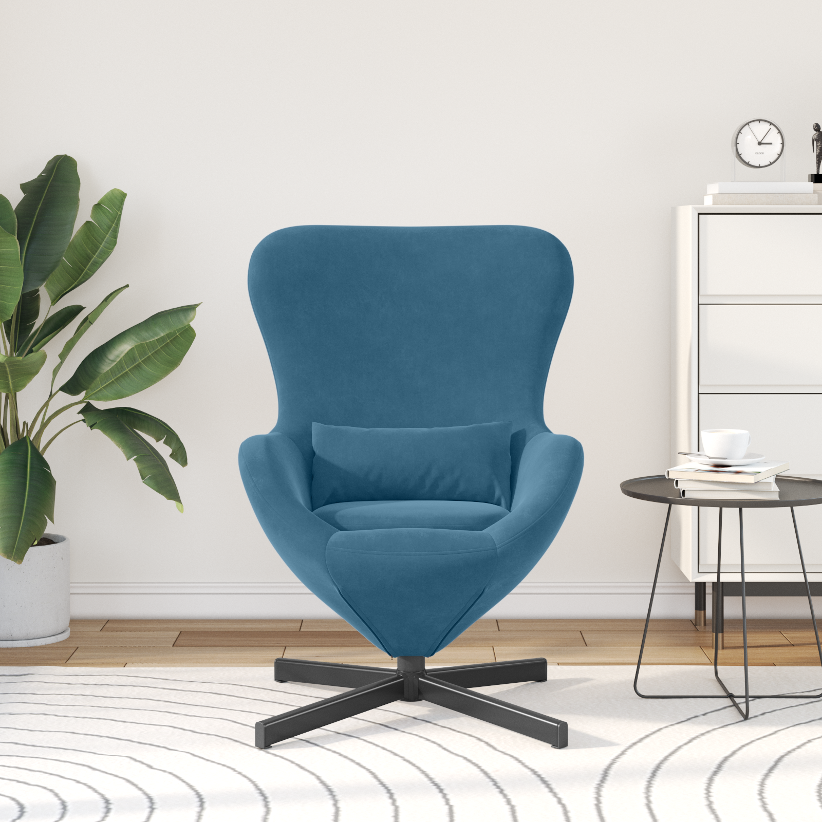 Fauteuil œuf Bleu 63 x 73 x 90 cm Velours - XIOS