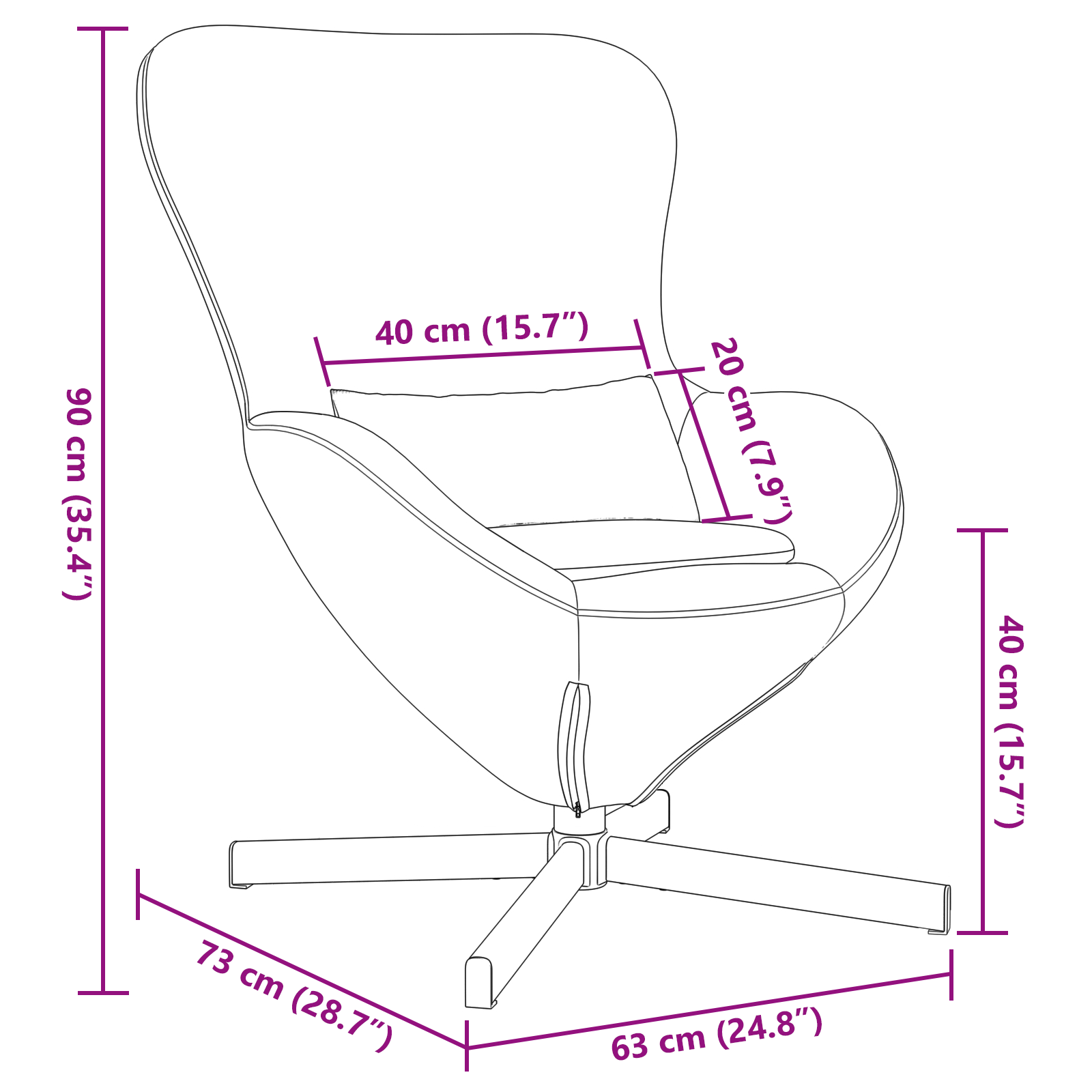 Fauteuil œuf Bleu 63 x 73 x 90 cm Velours - XIOS