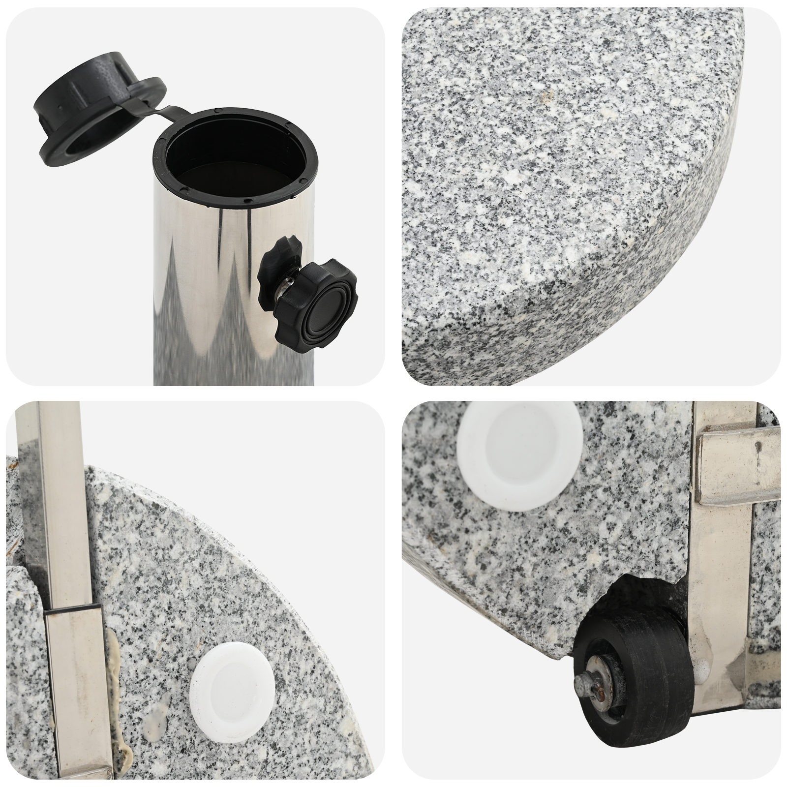 Base de parasol mobile avec poignée Gris Granit 29 kg Ronde Supports pour parasols vidaXL