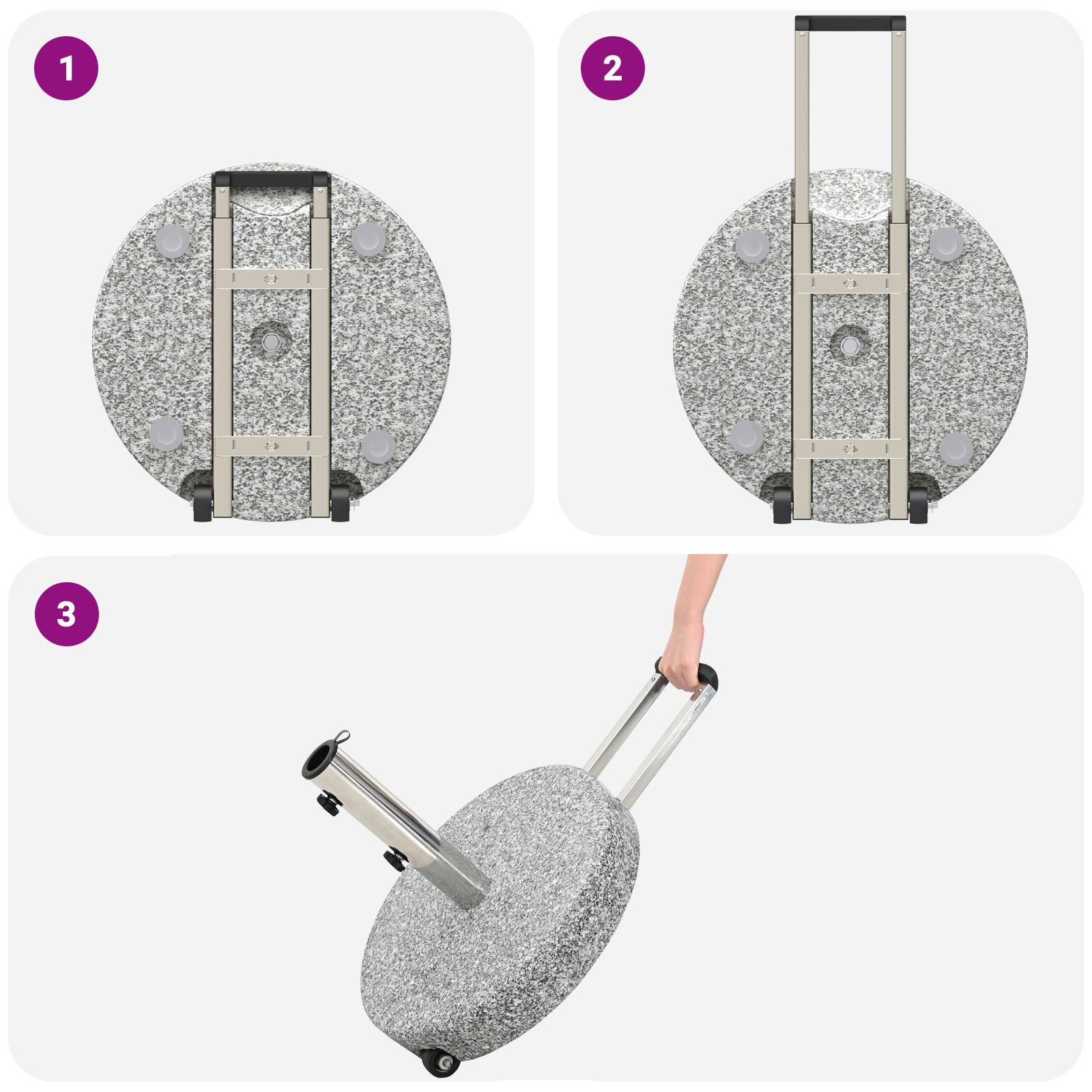 Base de parasol mobile avec poignée Gris Granit 29 kg Ronde Supports pour parasols vidaXL
