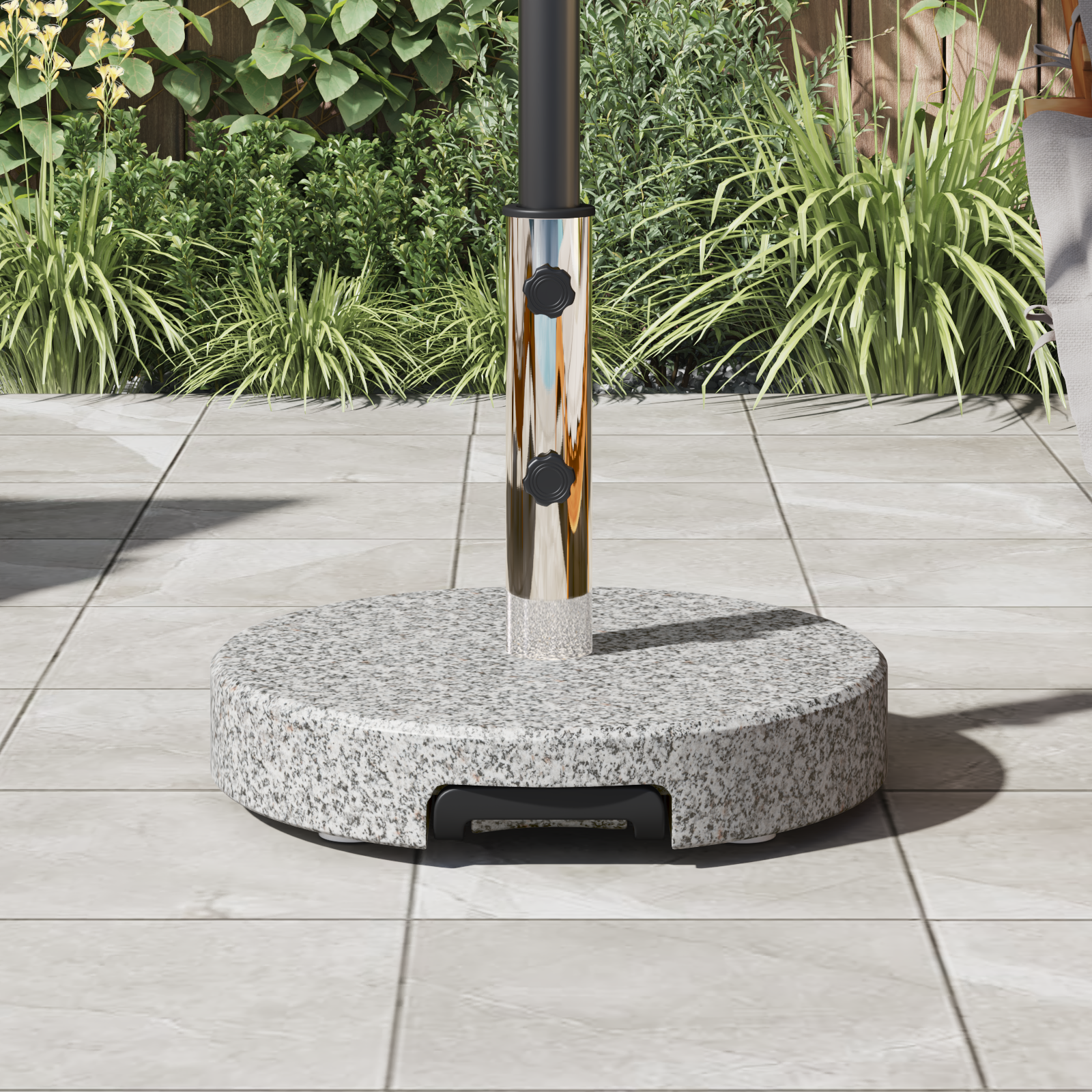 Base de parasol mobile avec poignée Gris Granit 29 kg Ronde Supports pour parasols vidaXL