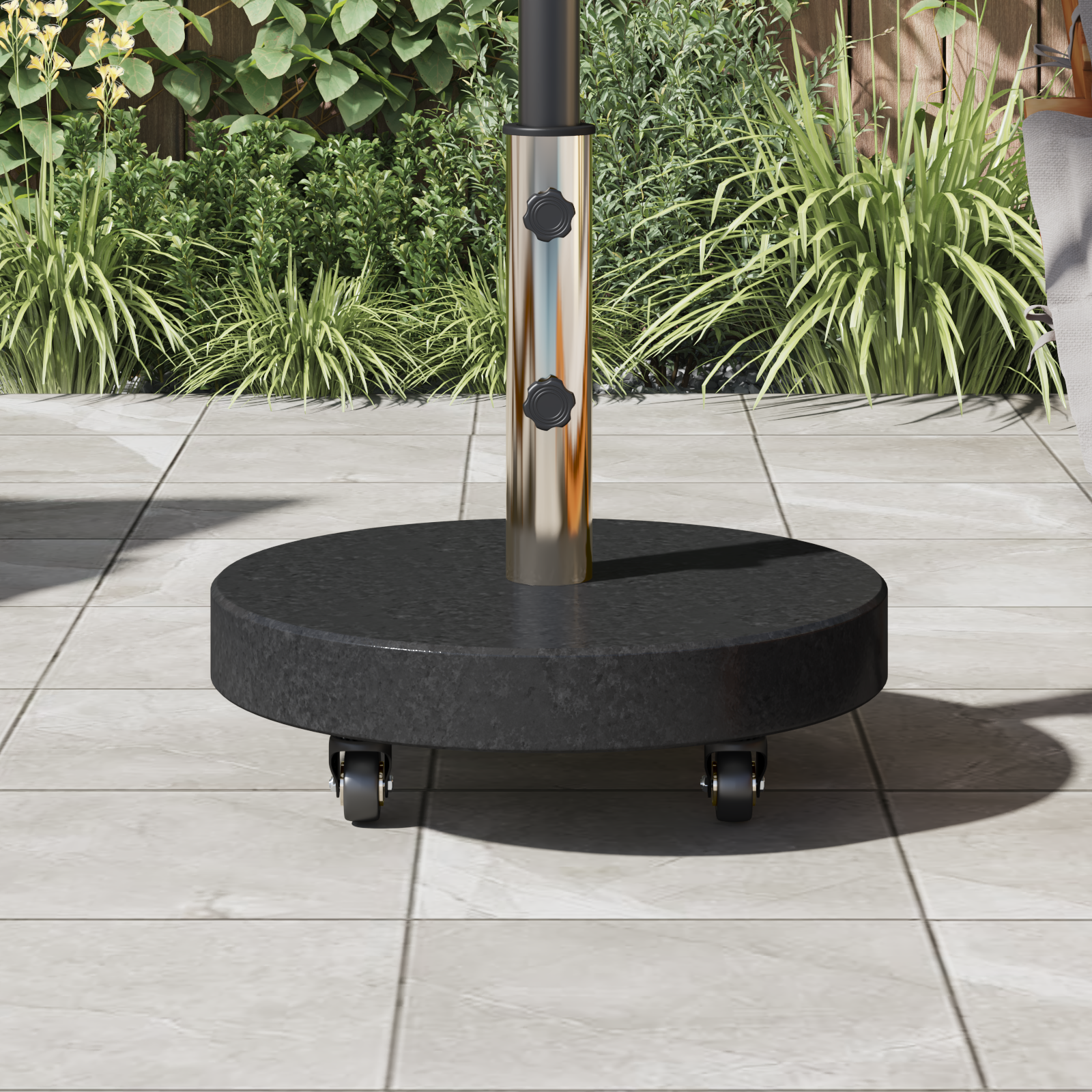 Base de parasol roulable pour poteaux Ø38/48mm - Granit noir, rond de 30kg Supports pour parasols vidaXL