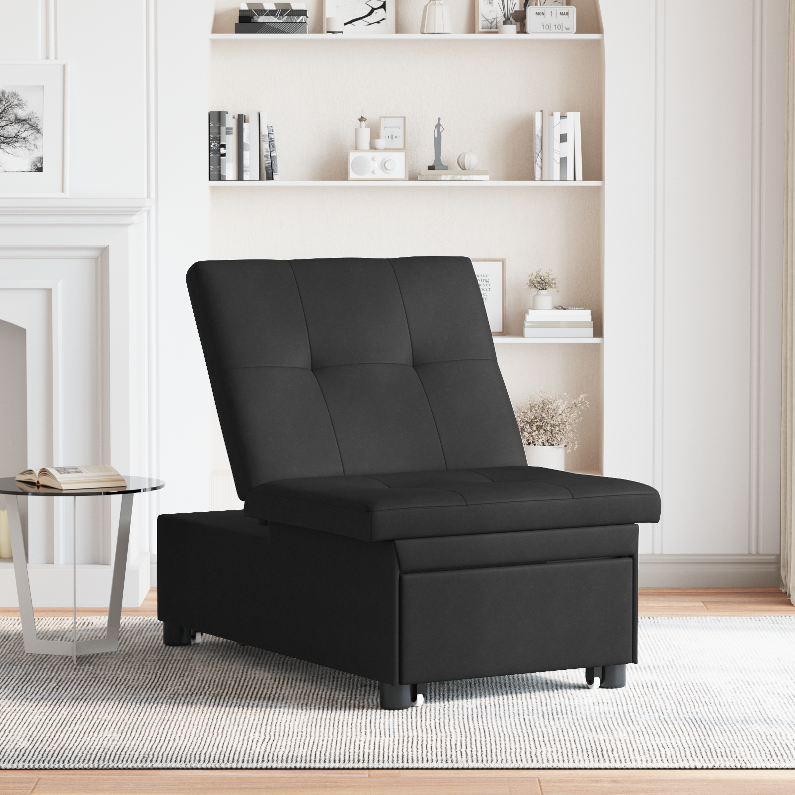 Canapé-Lit avec coussin Noir 67 x 194 x 82 cm Contreplaqué - XIOS
