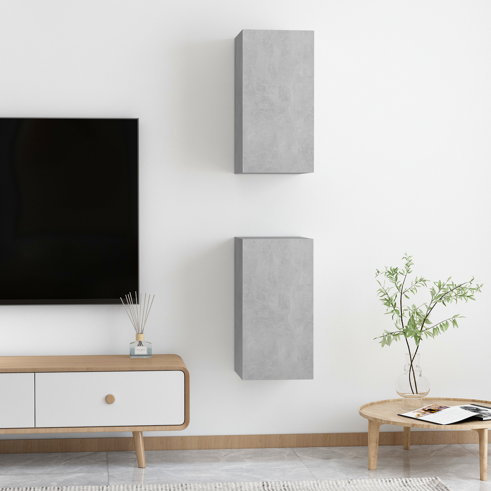 Meubles TV 2 pcs Gris béton 30,5x30x60 cm Bois d’ingénierie - XIOS