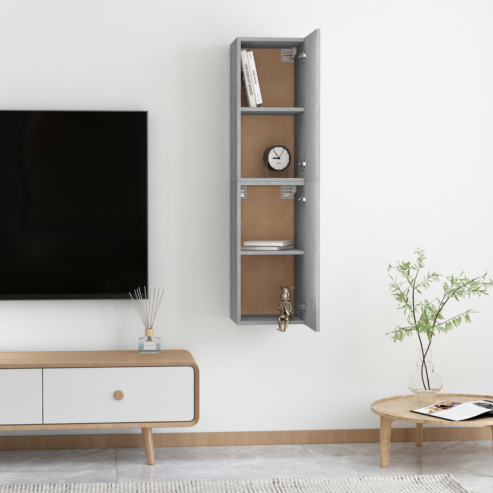 Meubles TV 2 pcs Gris béton 30,5x30x60 cm Bois d’ingénierie - XIOS