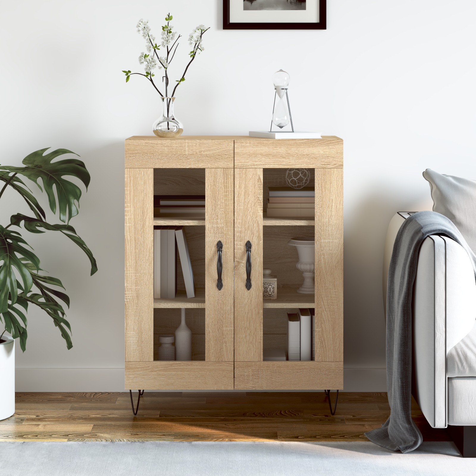 Buffet chêne sonoma 69,5x34x90 cm bois d'ingénierie - XIOS