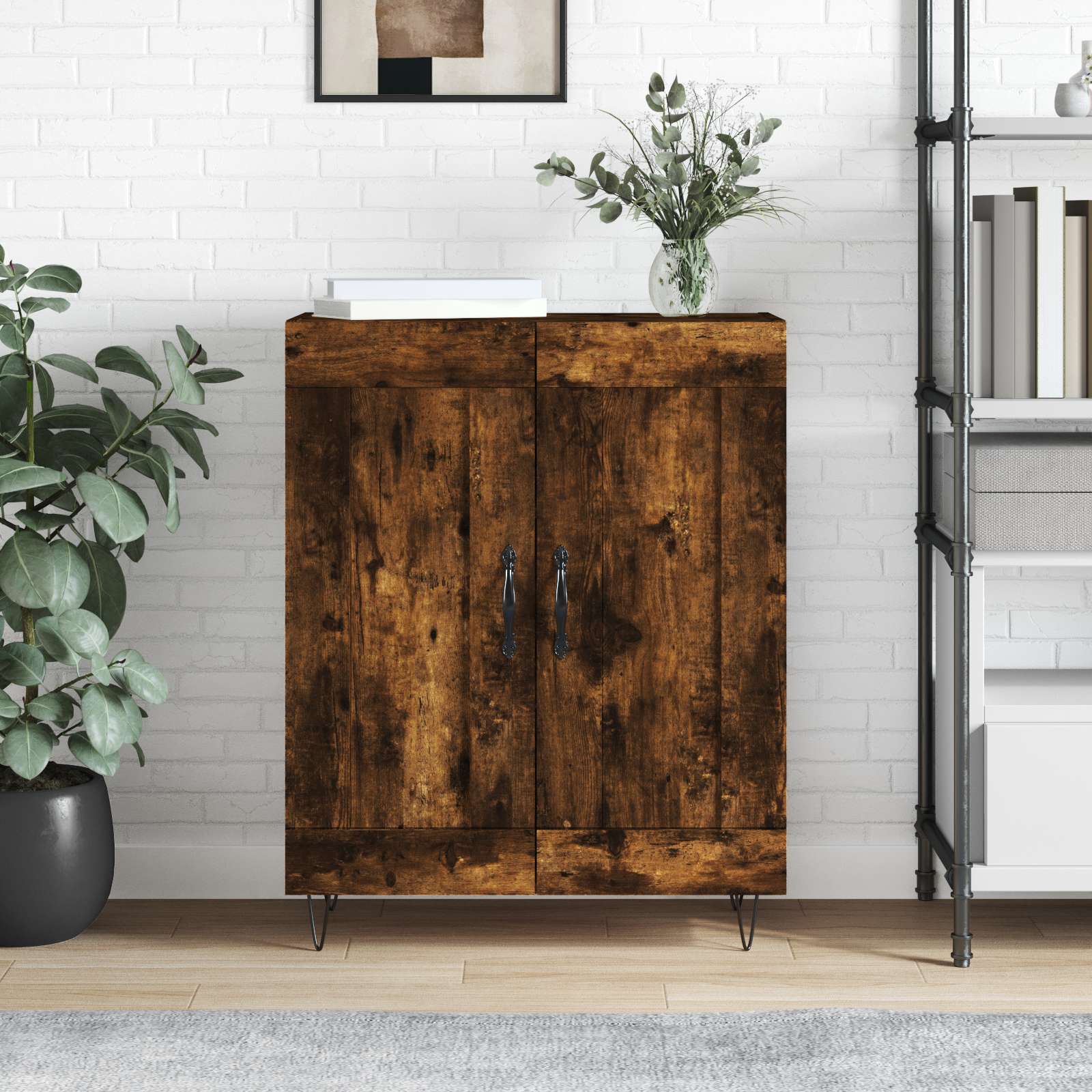 Buffet chêne fumé 69,5x34x90 cm bois d'ingénierie - XIOS