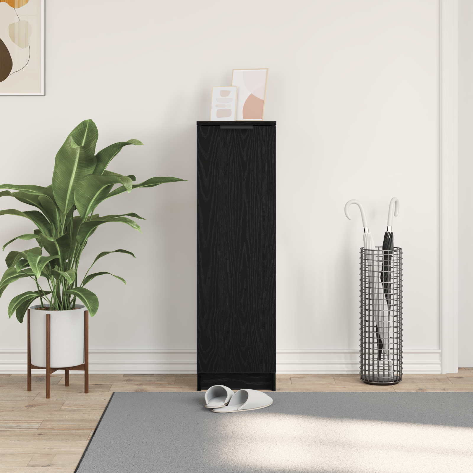 Meuble à chaussures avec étagère Chêne noir 29.5 x 35 x 101 cm - XIOS