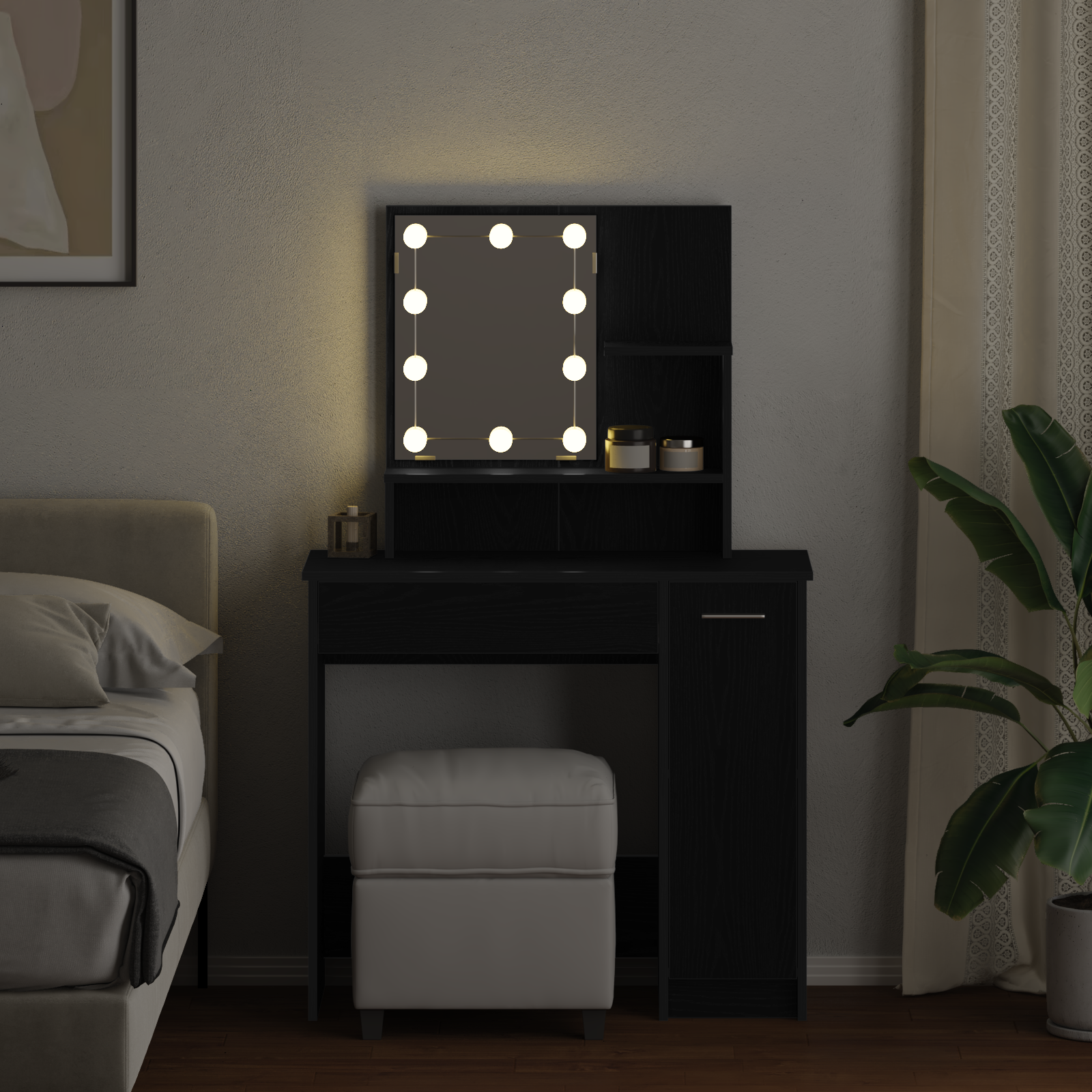 Table de Toilette avec tiroir Chêne noir 86.5 x 35 x 136 cm - XIOS
