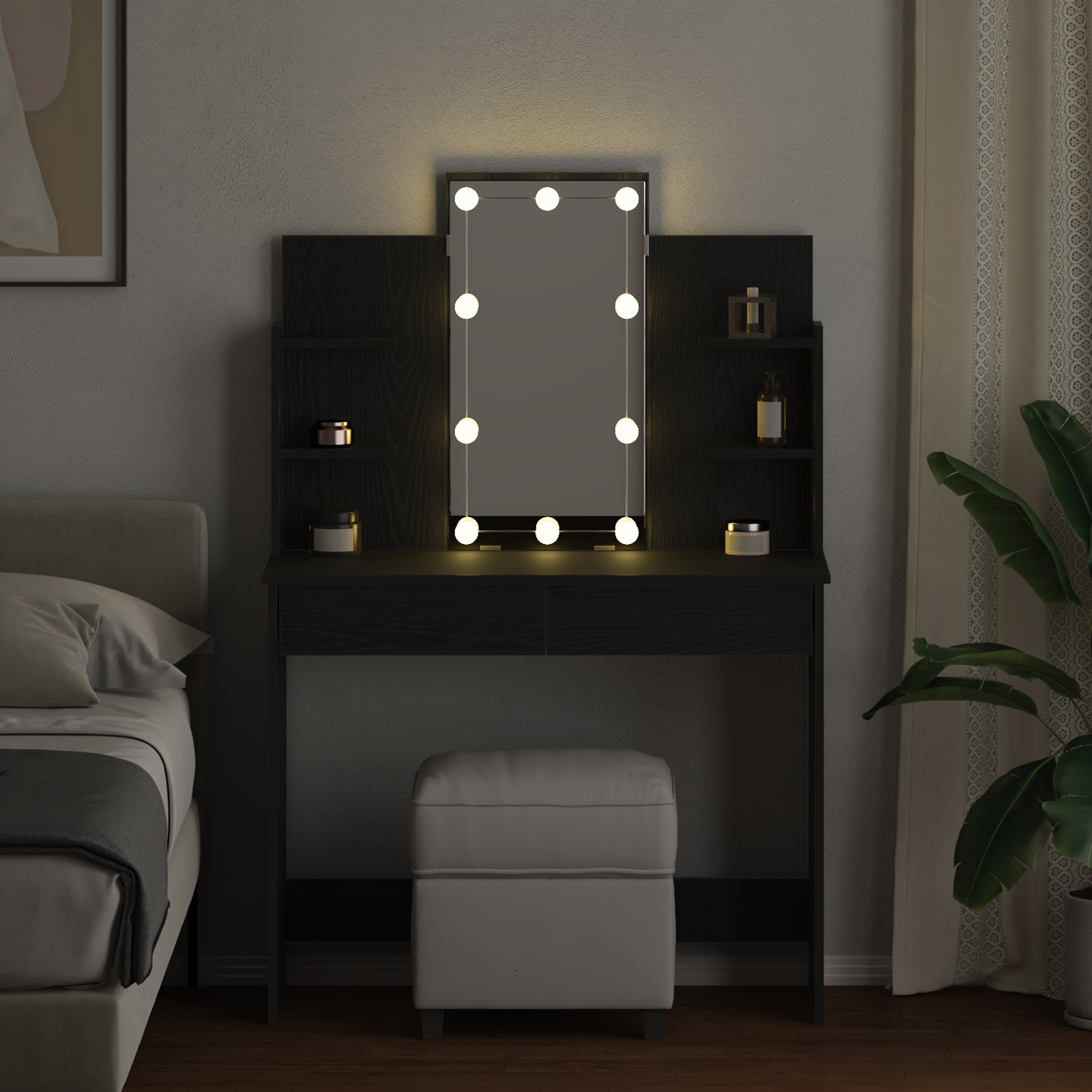 Table de Toilette Chêne noir 96 x 40 x 142 cm Bois d'ingénierie - XIOS