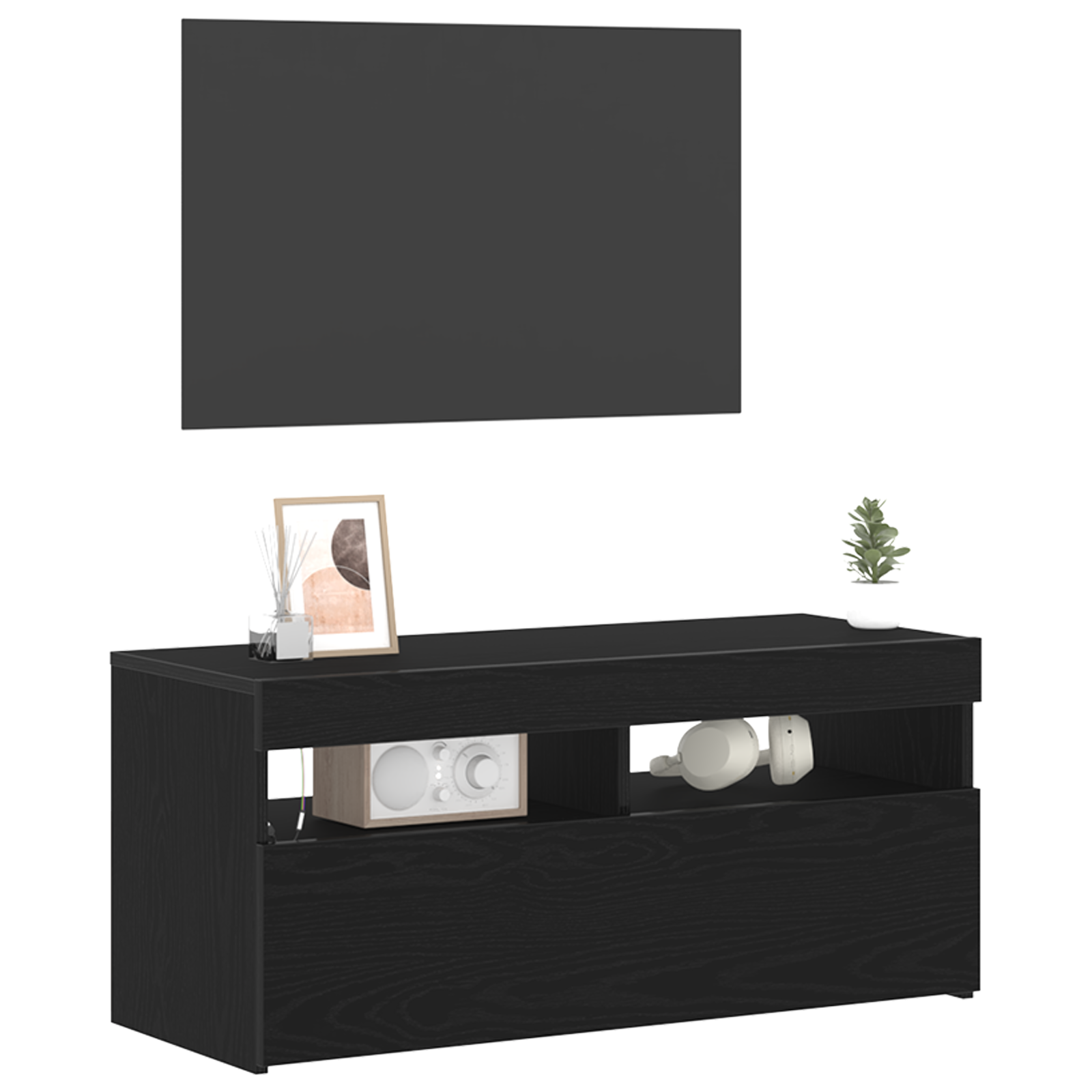 Meuble TV Noir 90 x 35 x 40 cm Bois d'ingénierie - XIOS