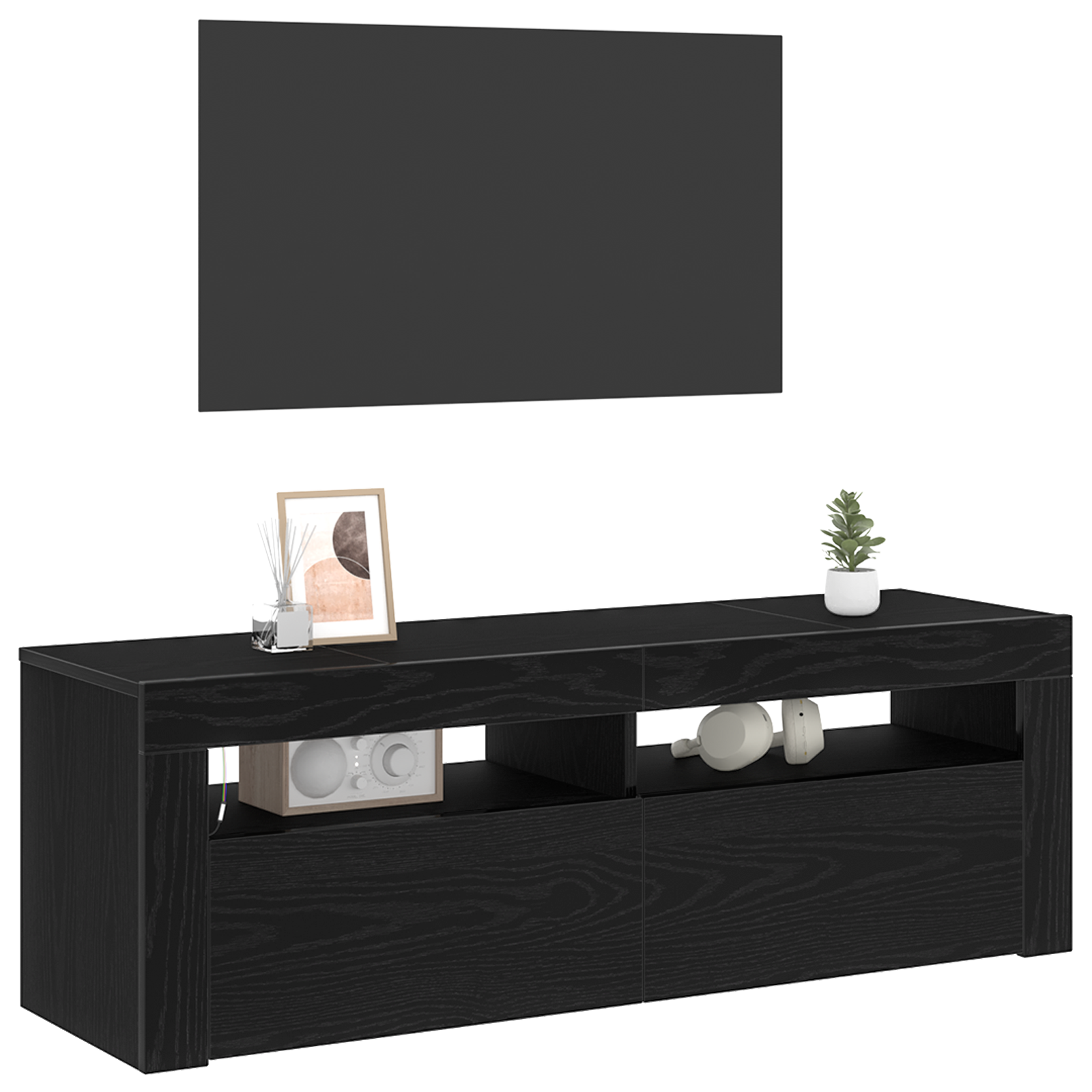 Meuble TV Noir 120 x 35 x 40 cm Bois d'ingénierie - XIOS