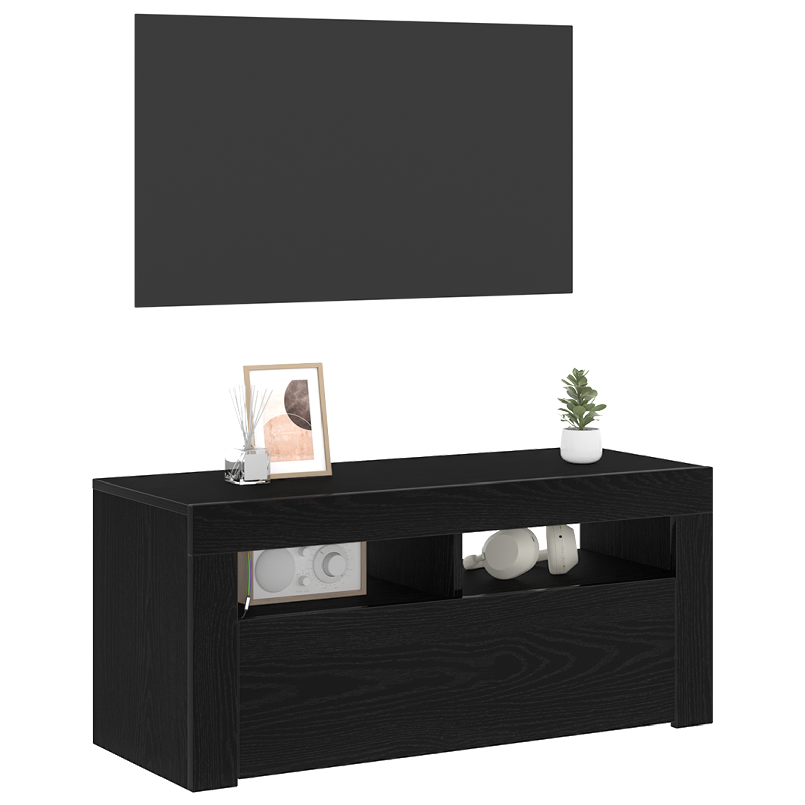 Meuble TV Noir 90 x 35 x 40 cm Bois d'ingénierie - XIOS