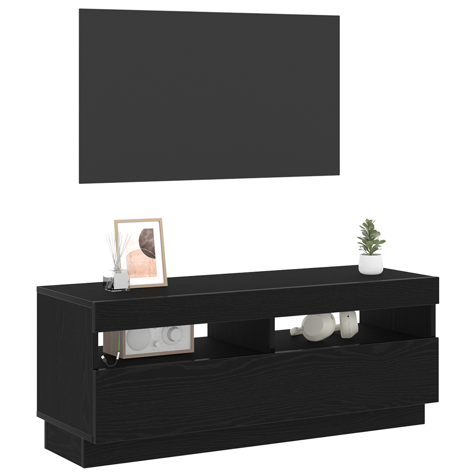 Meuble TV Noir 100 x 35 x 40 cm Bois d'ingénierie - XIOS