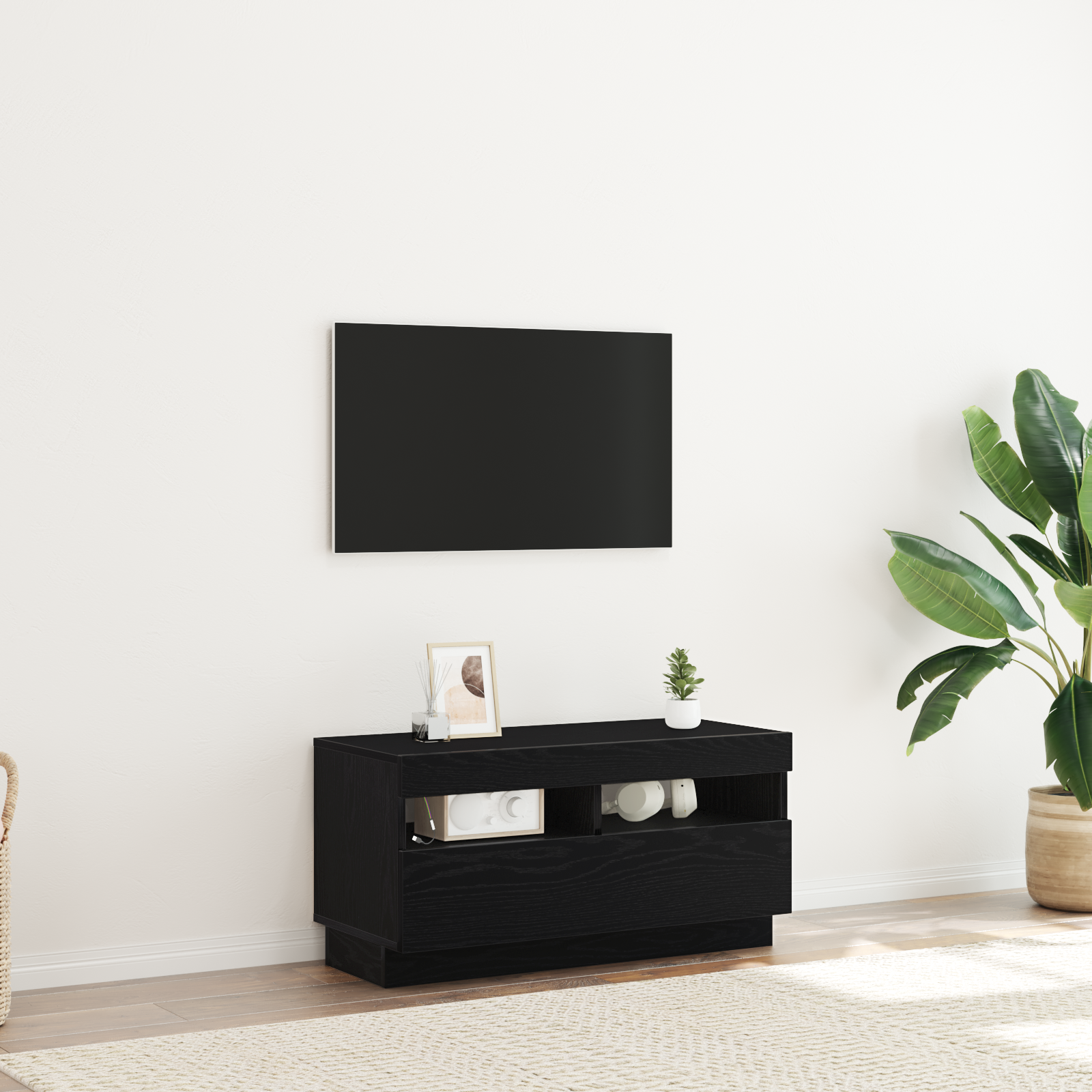 Meuble TV Noir 80 x 35 x 40 cm Bois d'ingénierie - XIOS