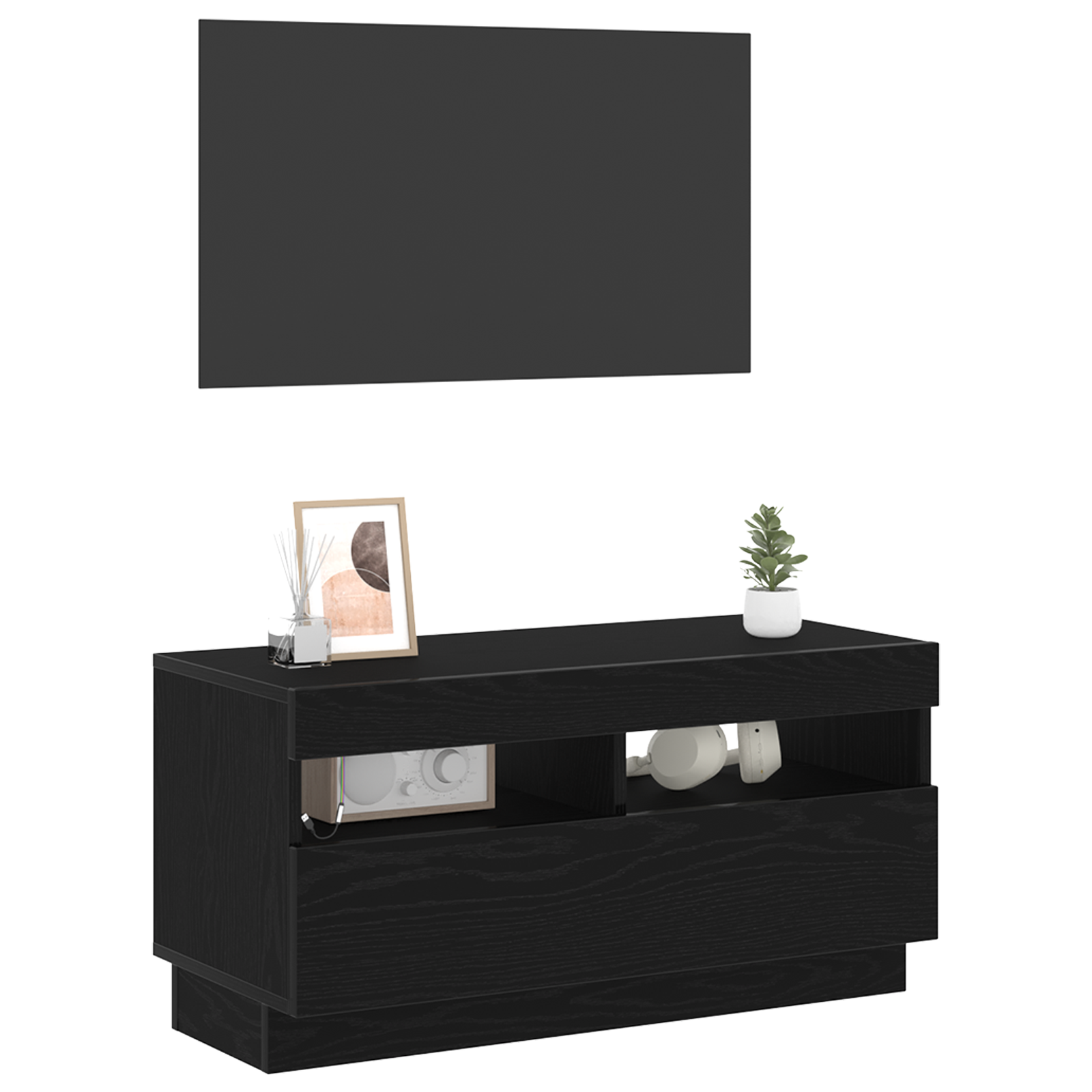 Meuble TV Noir 80 x 35 x 40 cm Bois d'ingénierie - XIOS